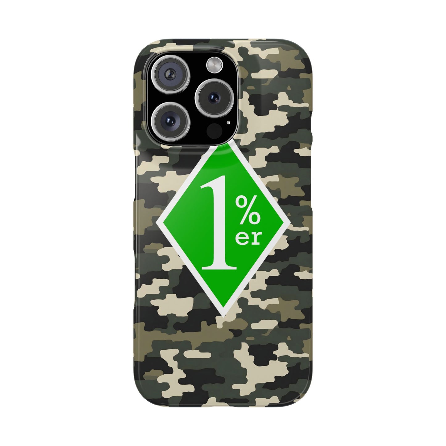 Camo Slim Phone Case with 1%er Design, Trendy Accessories for Bikers, Outdoor