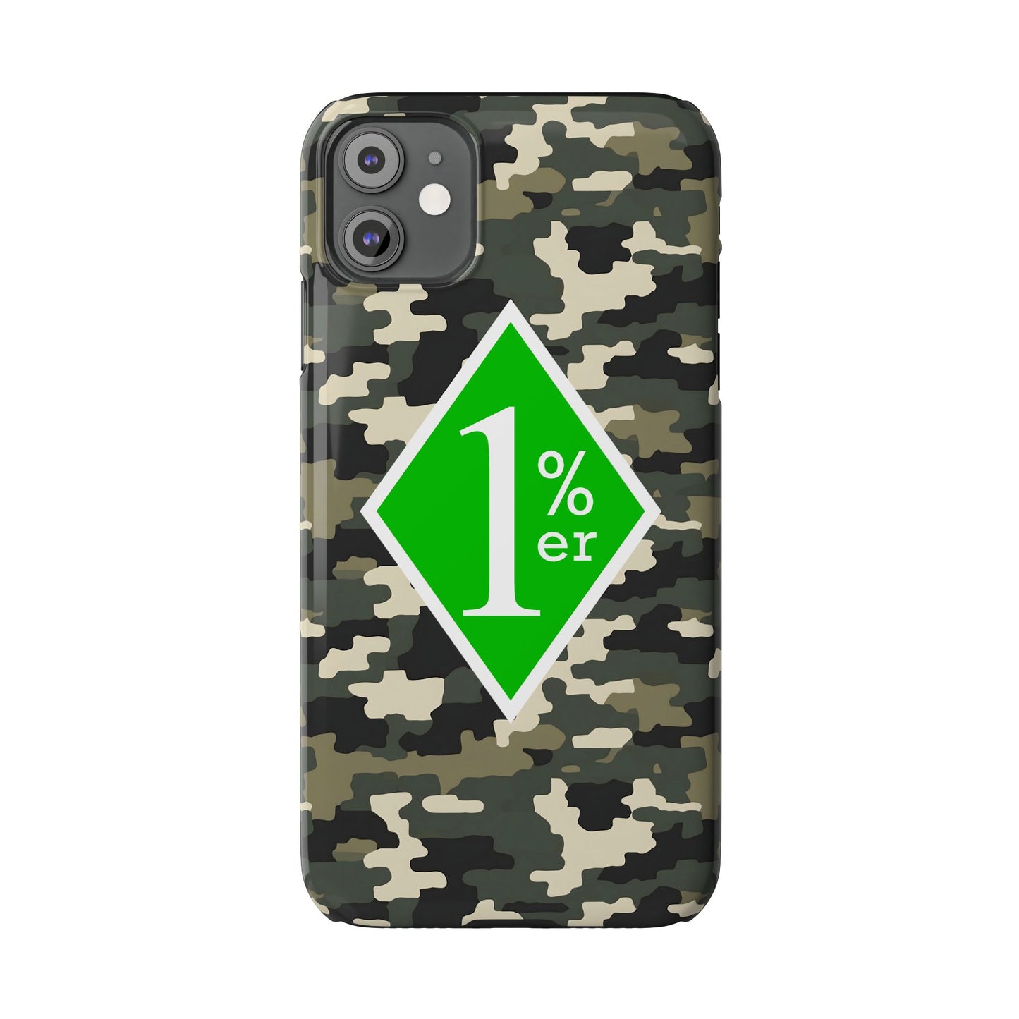 Camo Slim Phone Case with 1%er Design, Trendy Accessories for Bikers, Outdoor