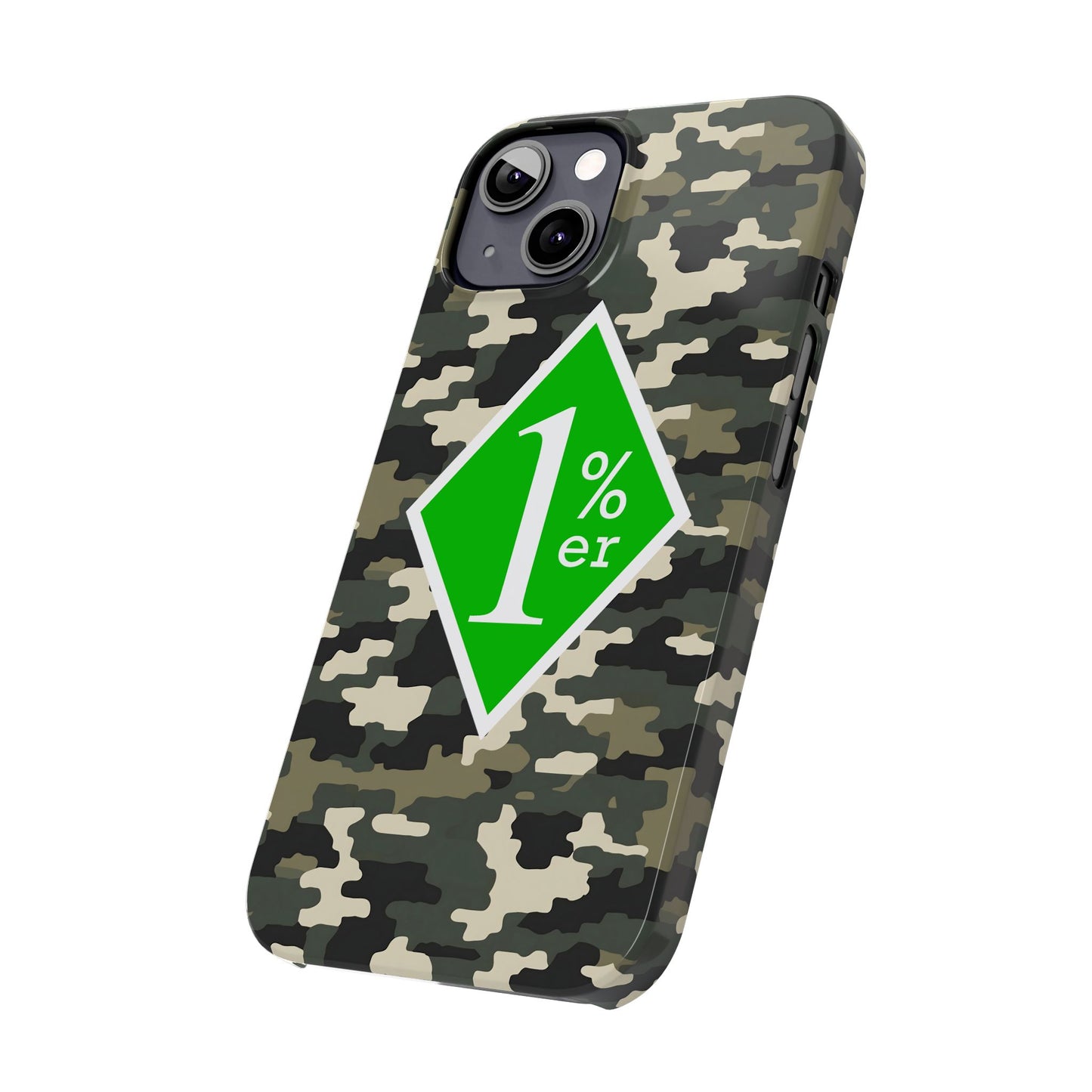 Camo Slim Phone Case with 1%er Design, Trendy Accessories for Bikers, Outdoor