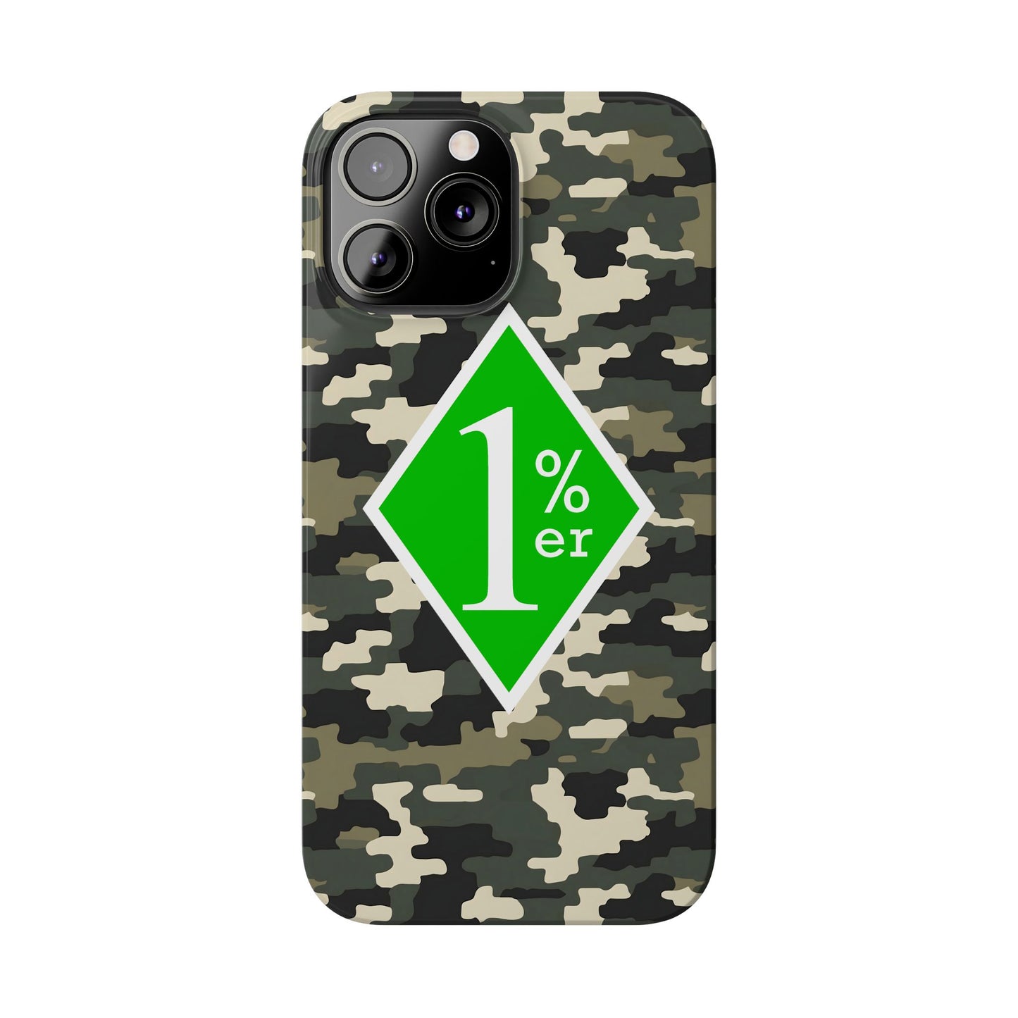 Camo Slim Phone Case with 1%er Design, Trendy Accessories for Bikers, Outdoor