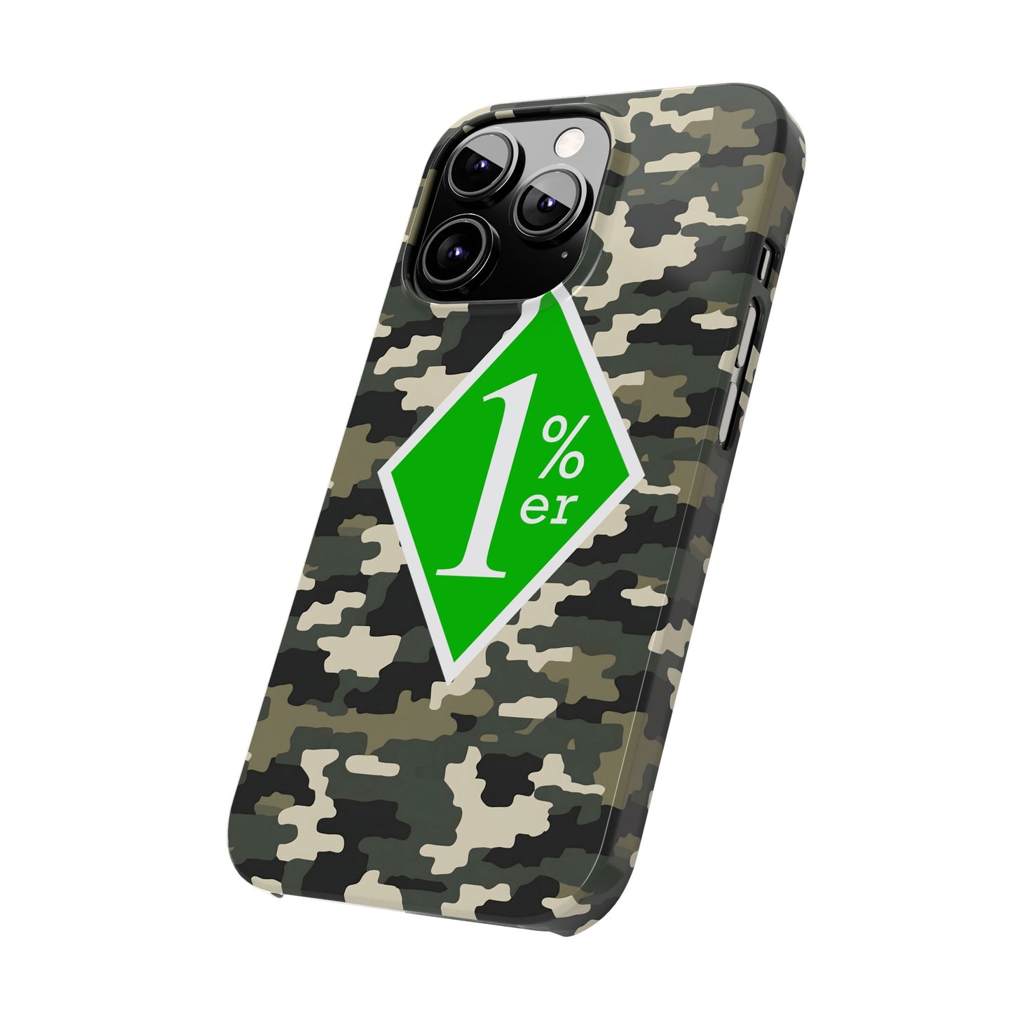 Camo Slim Phone Case with 1%er Design, Trendy Accessories for Bikers, Outdoor