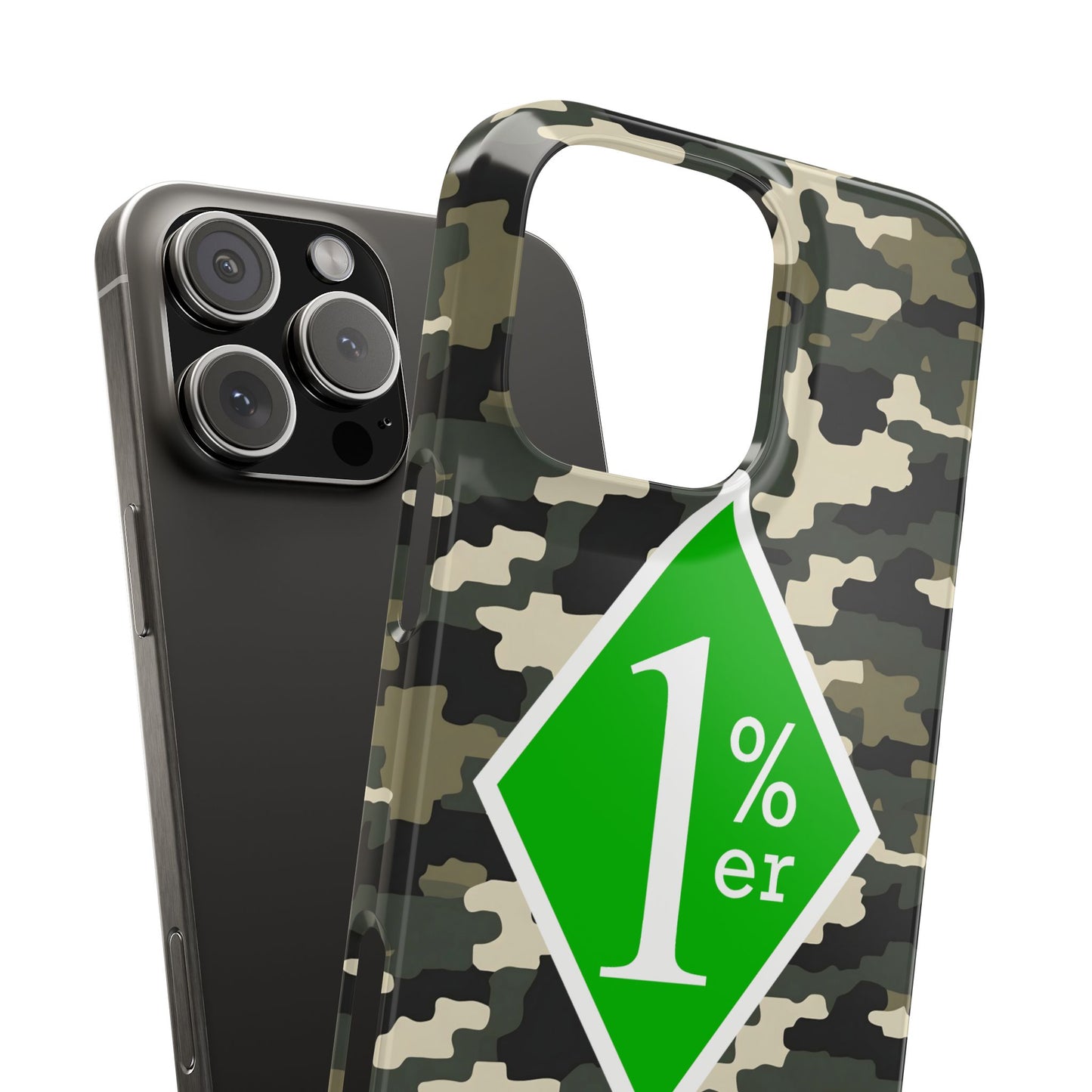 Camo Slim Phone Case with 1%er Design, Trendy Accessories for Bikers, Outdoor