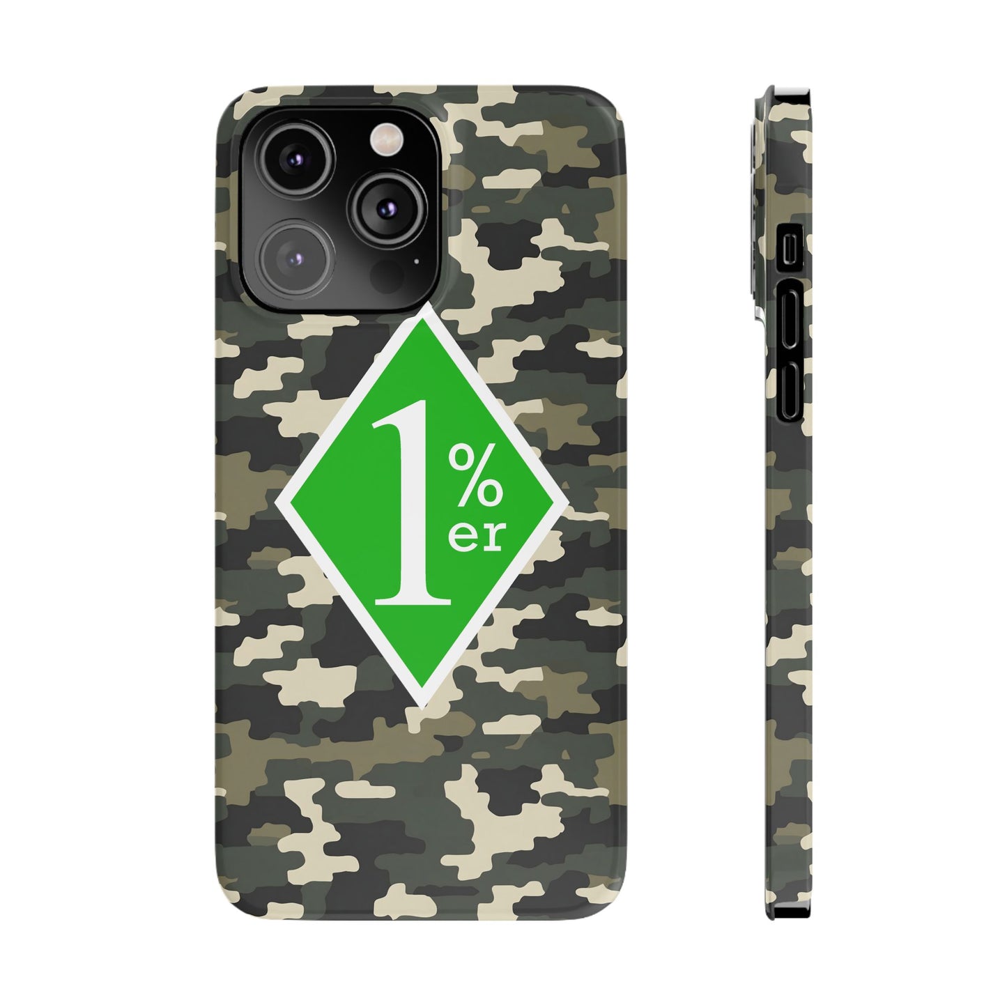 Camo Slim Phone Case with 1%er Design, Trendy Accessories for Bikers, Outdoor
