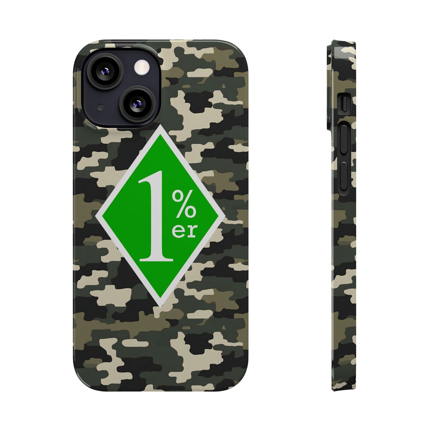 Camo Slim Phone Case with 1%er Design, Trendy Accessories for Bikers, Outdoor