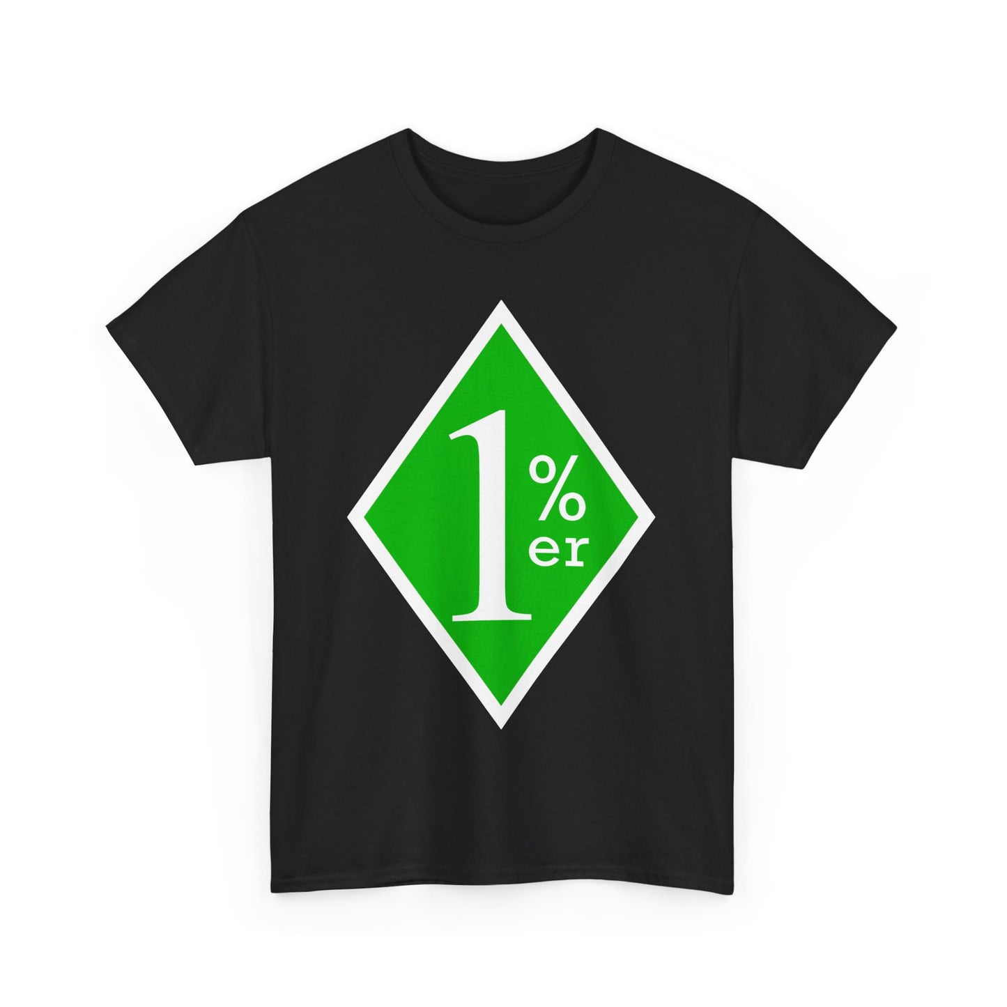 Green and White One Percent Diamond Unisex Tee Shirt Biker MC