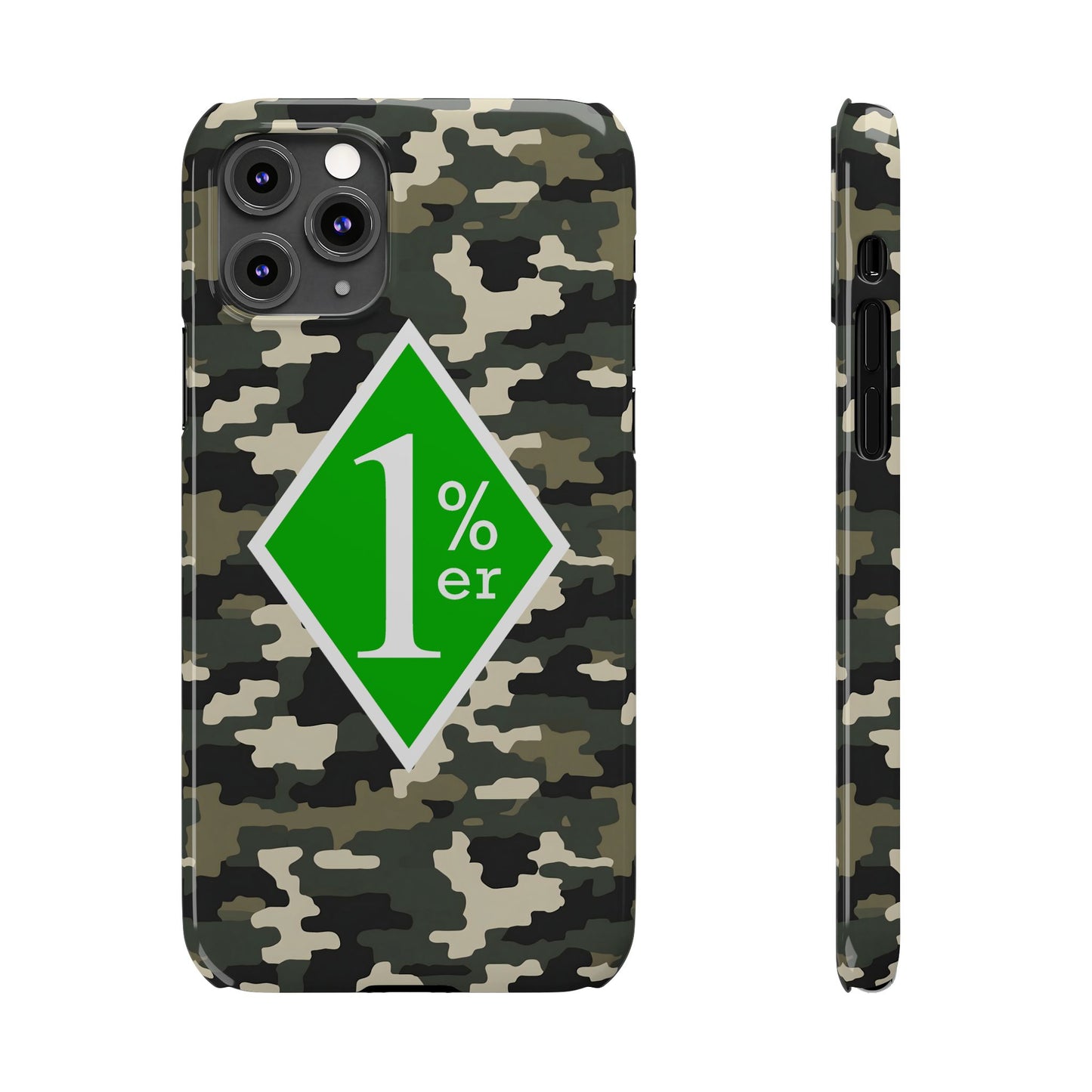 Camo Slim Phone Case with 1%er Design, Trendy Accessories for Bikers, Outdoor