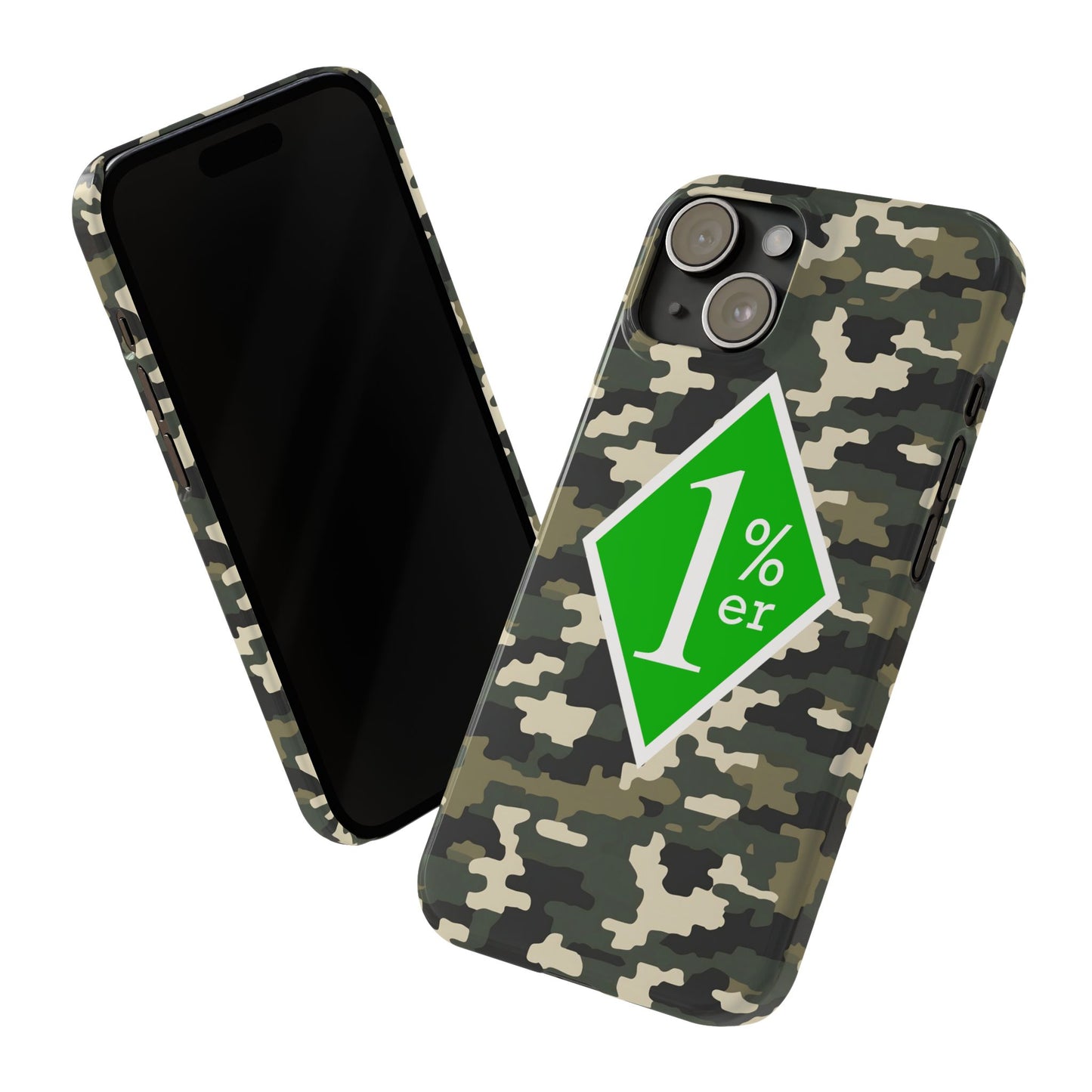 Camo Slim Phone Case with 1%er Design, Trendy Accessories for Bikers, Outdoor