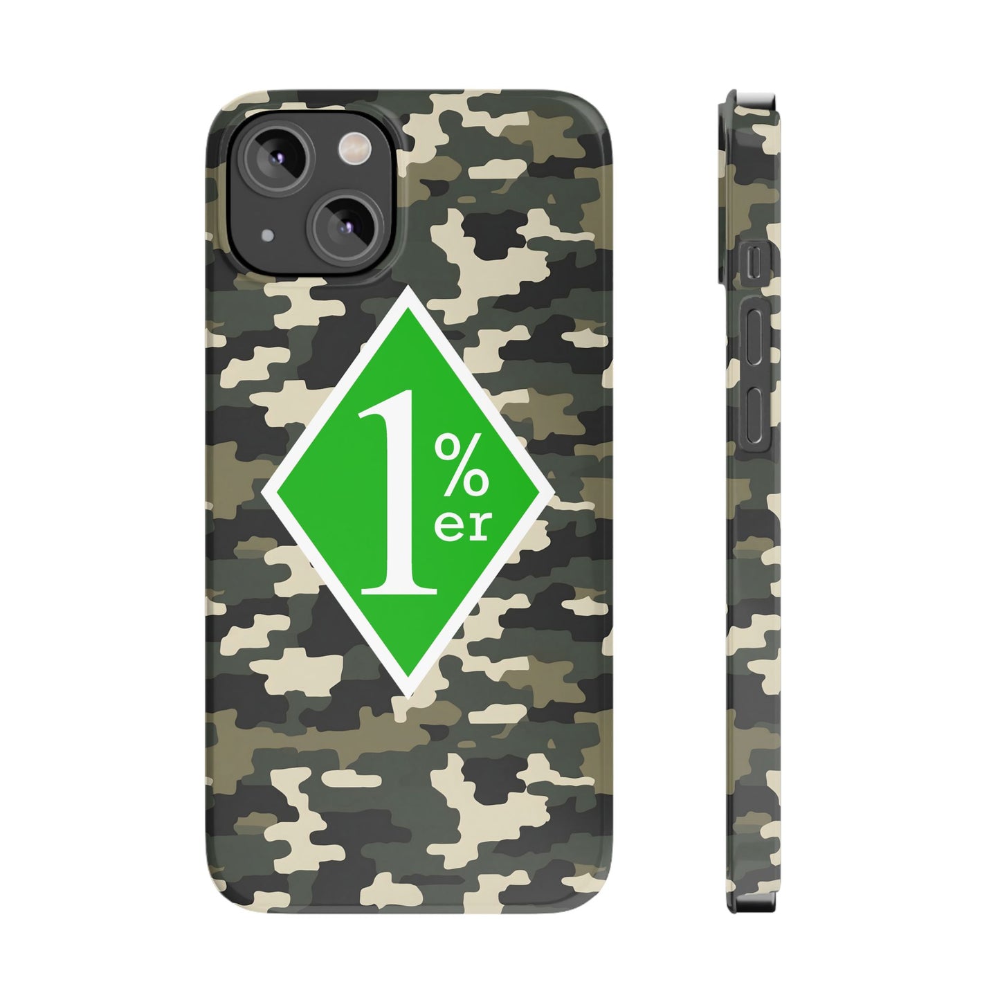 Camo Slim Phone Case with 1%er Design, Trendy Accessories for Bikers, Outdoor