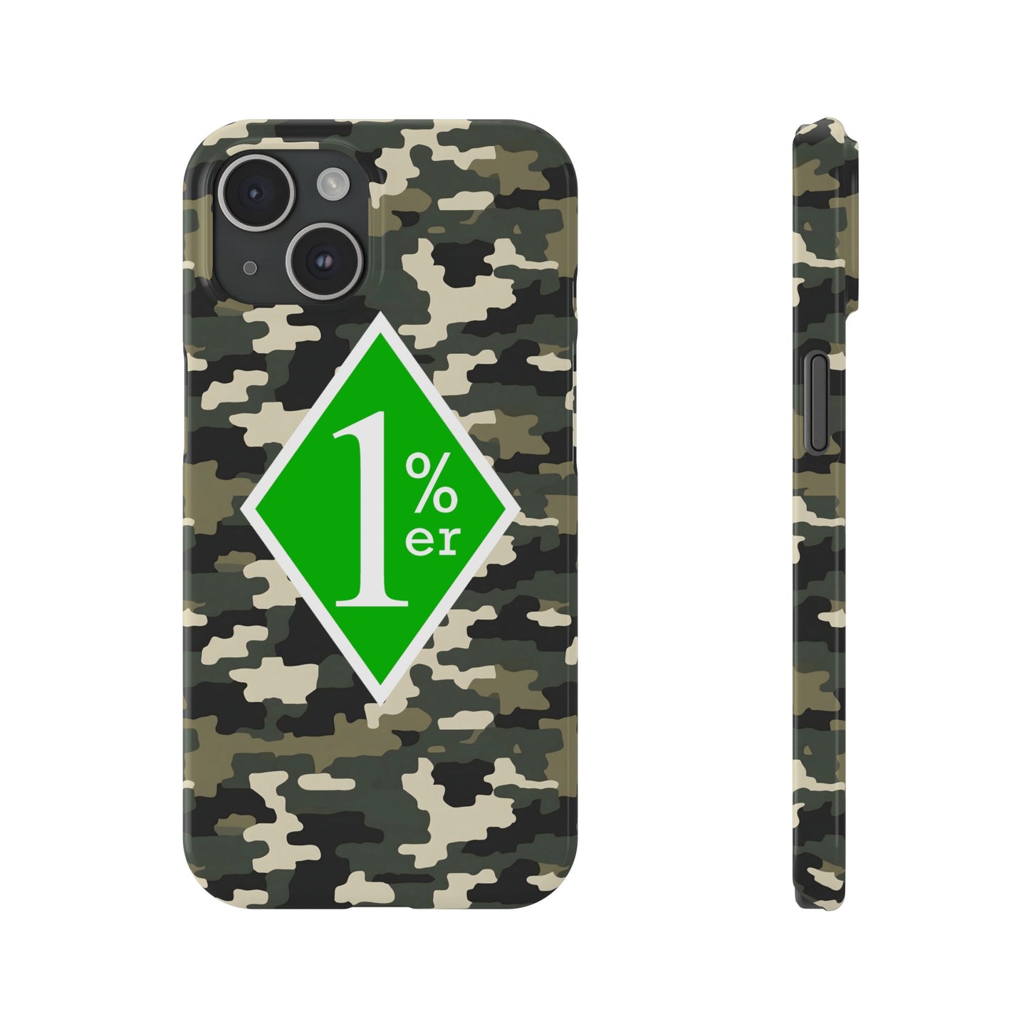 Camo Slim Phone Case with 1%er Design, Trendy Accessories for Bikers, Outdoor