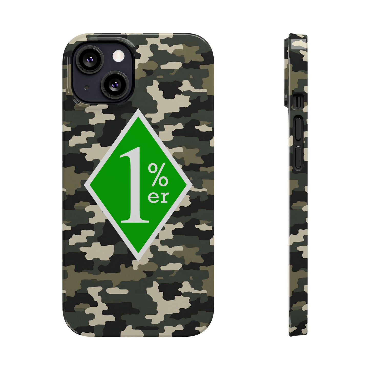 Camo Slim Phone Case with 1%er Design, Trendy Accessories for Bikers, Outdoor