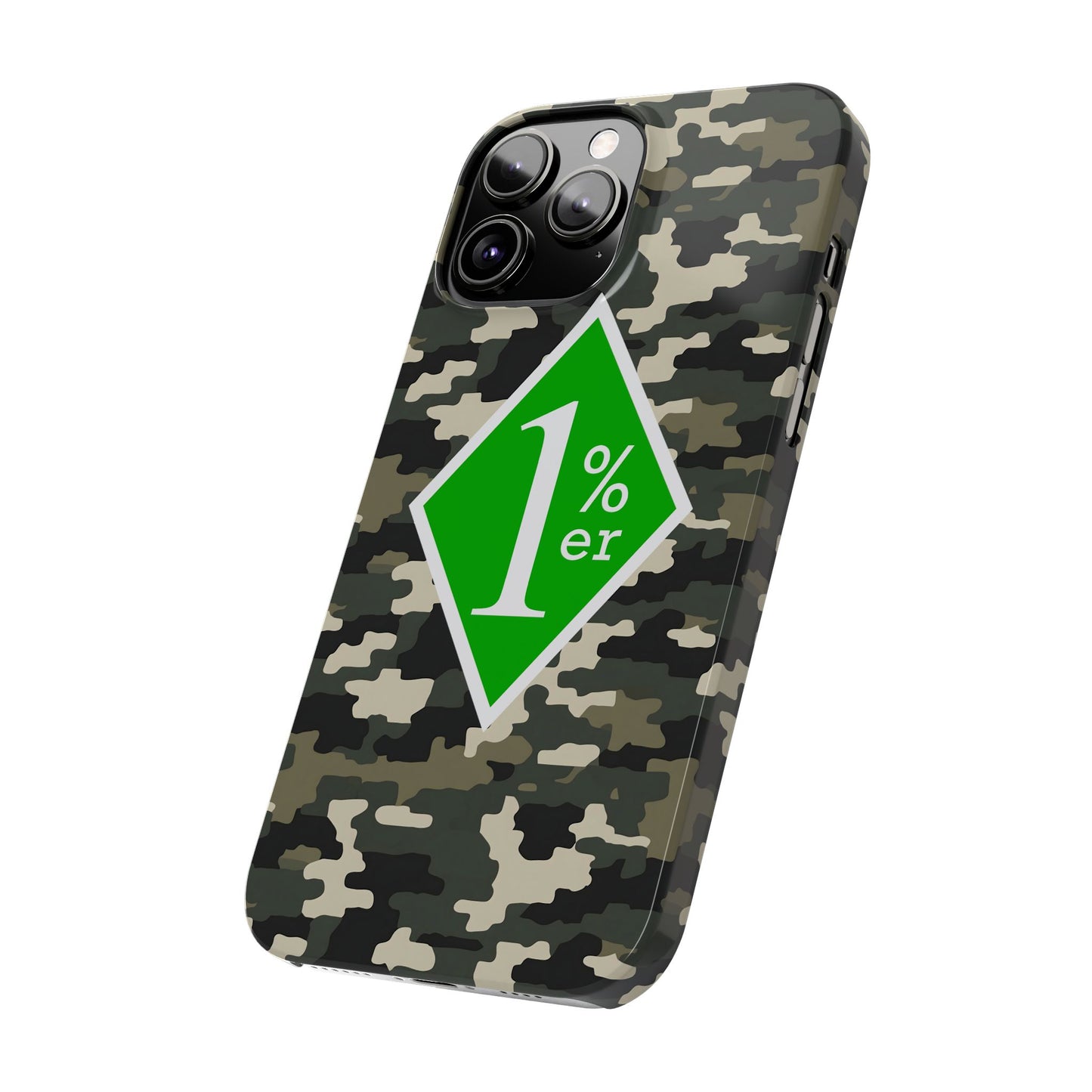 Camo Slim Phone Case with 1%er Design, Trendy Accessories for Bikers, Outdoor
