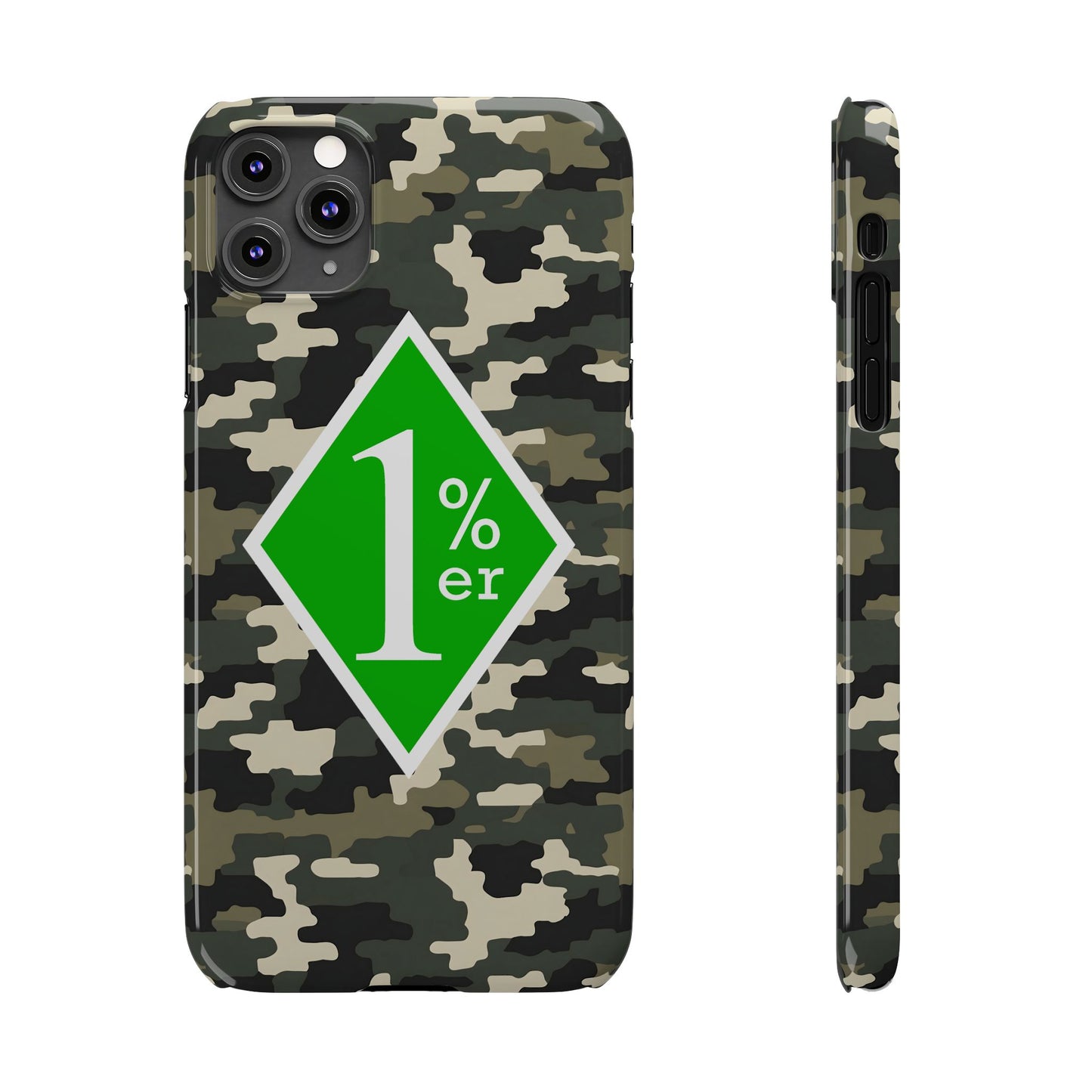 Camo Slim Phone Case with 1%er Design, Trendy Accessories for Bikers, Outdoor