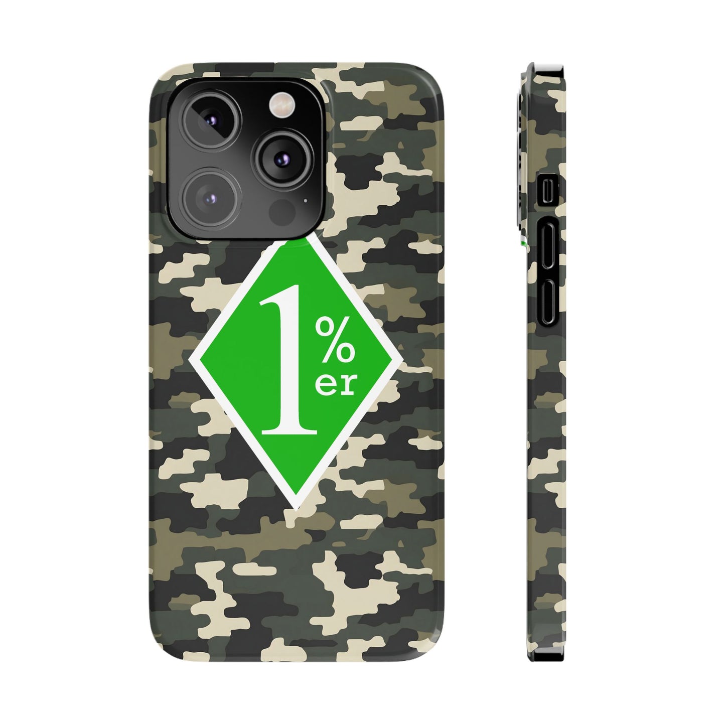 Camo Slim Phone Case with 1%er Design, Trendy Accessories for Bikers, Outdoor