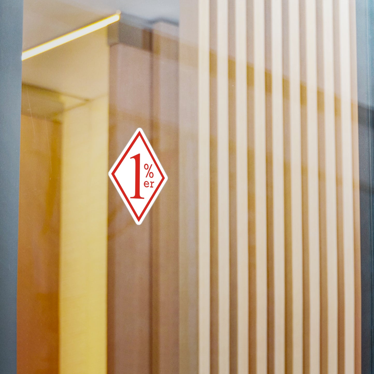 Red and white diamond sticker