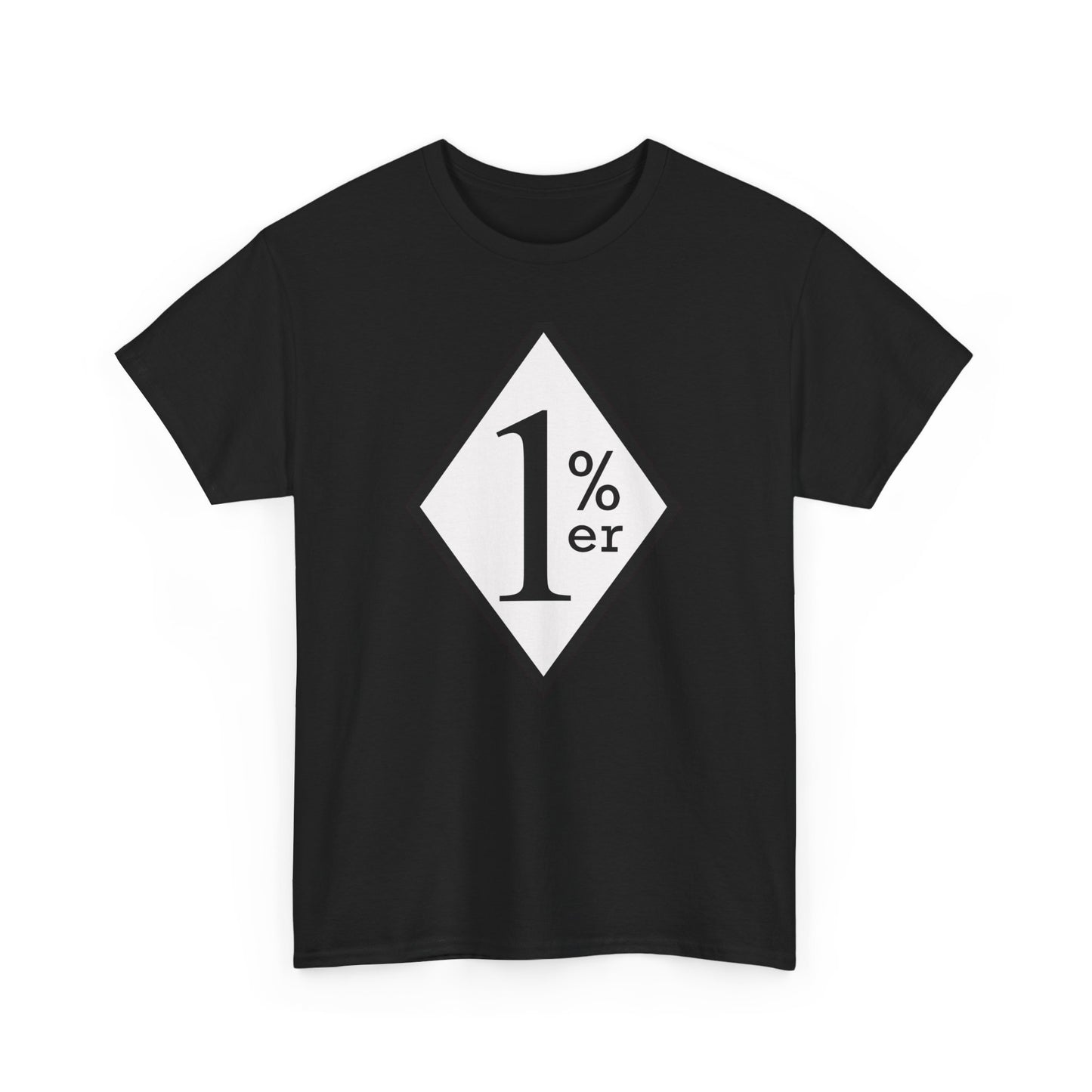 Black White One Percent Diamond Outlaw Biker Unisex Heavy Cotton Tee