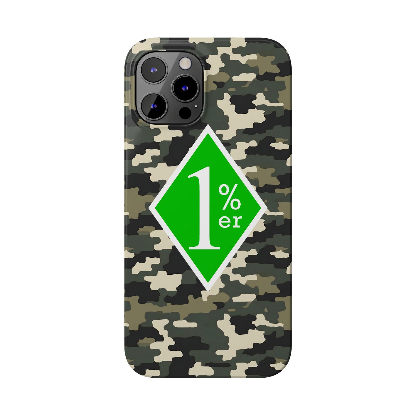 Camo Slim Phone Case with 1%er Design, Trendy Accessories for Bikers, Outdoor