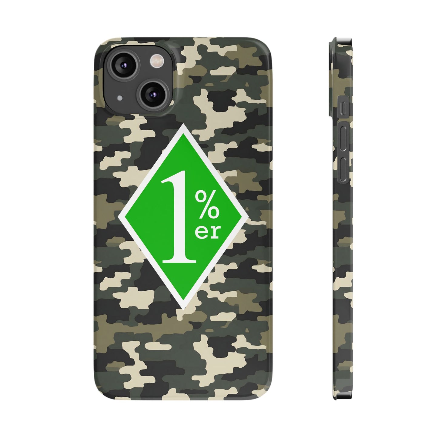 Camo Slim Phone Case with 1%er Design, Trendy Accessories for Bikers, Outdoor