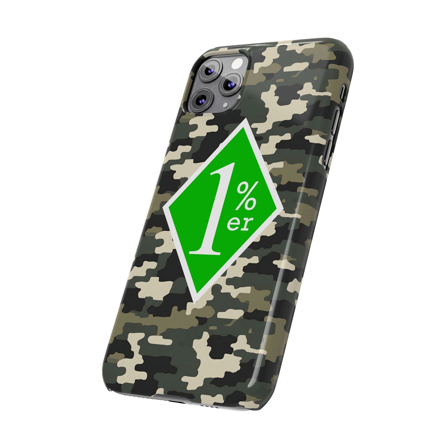 Camo Slim Phone Case with 1%er Design, Trendy Accessories for Bikers, Outdoor