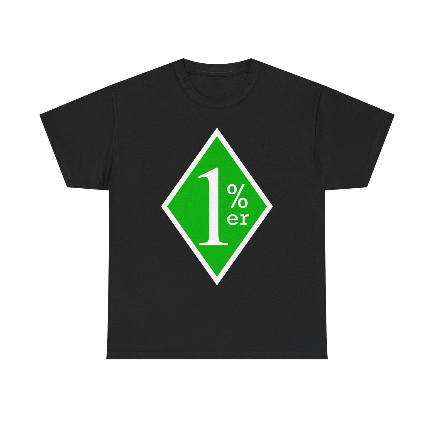 Green and White One Percent Diamond Unisex Tee Shirt Biker MC