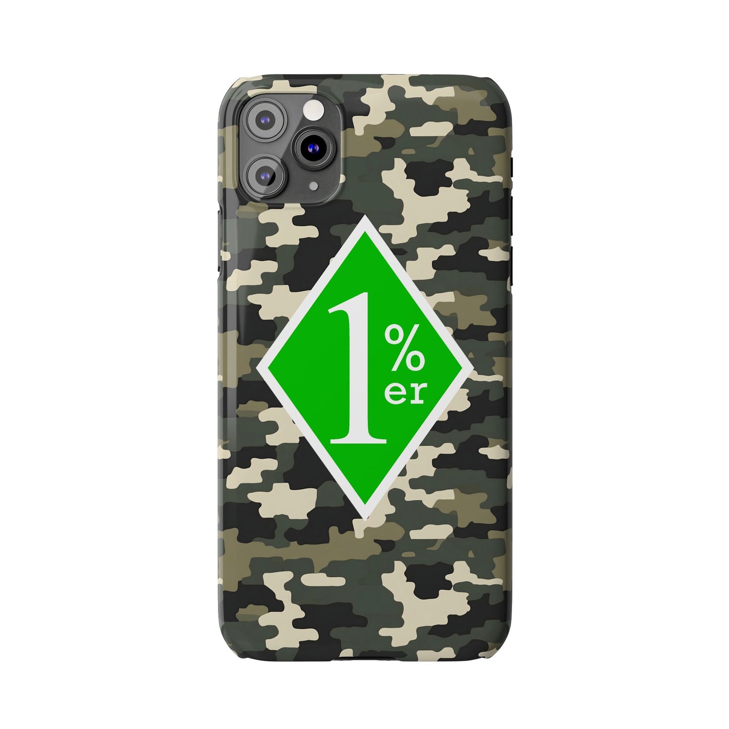 Camo Slim Phone Case with 1%er Design, Trendy Accessories for Bikers, Outdoor