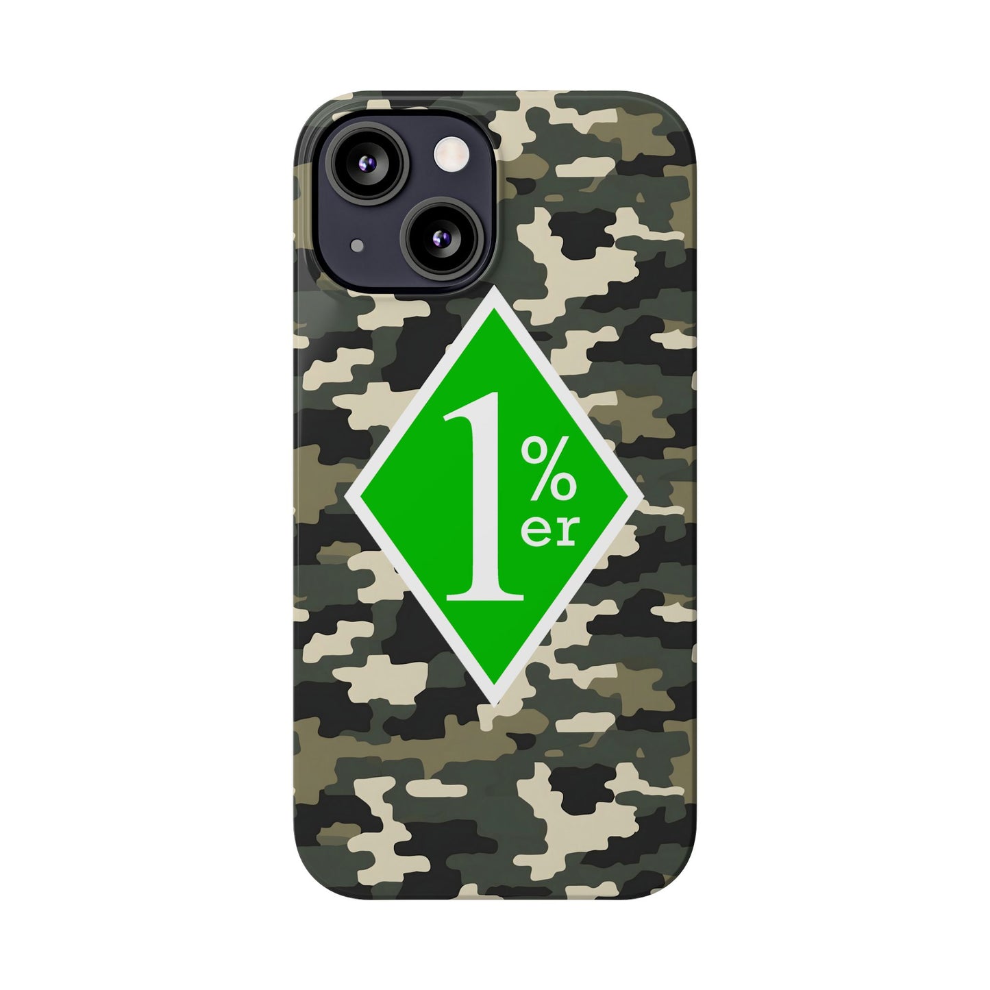 Camo Slim Phone Case with 1%er Design, Trendy Accessories for Bikers, Outdoor