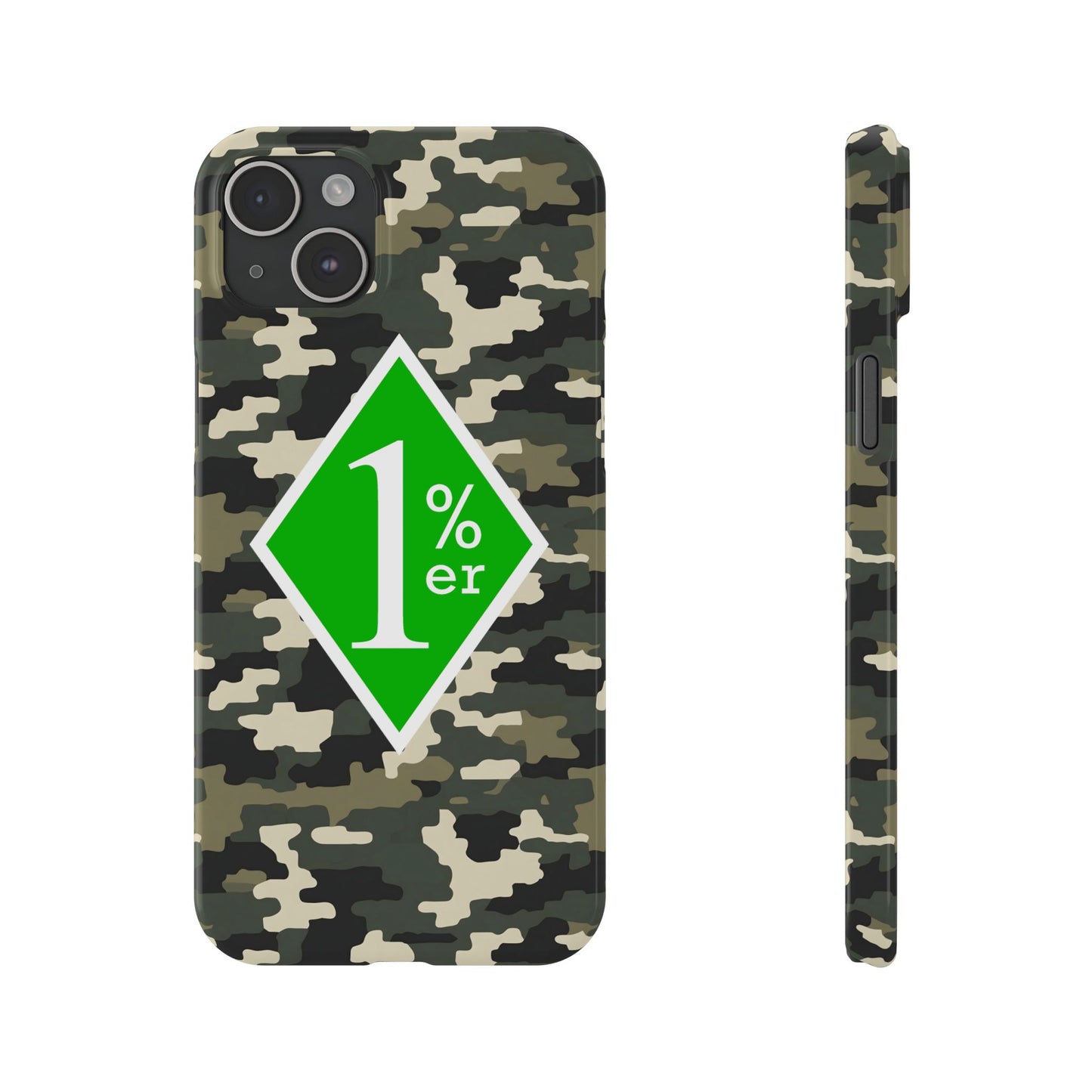 Camo Slim Phone Case with 1%er Design, Trendy Accessories for Bikers, Outdoor