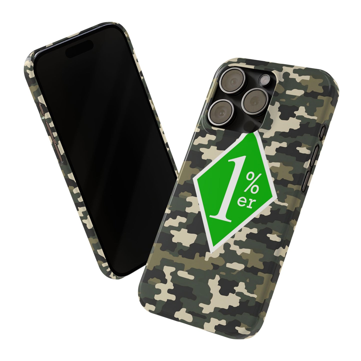Camo Slim Phone Case with 1%er Design, Trendy Accessories for Bikers, Outdoor