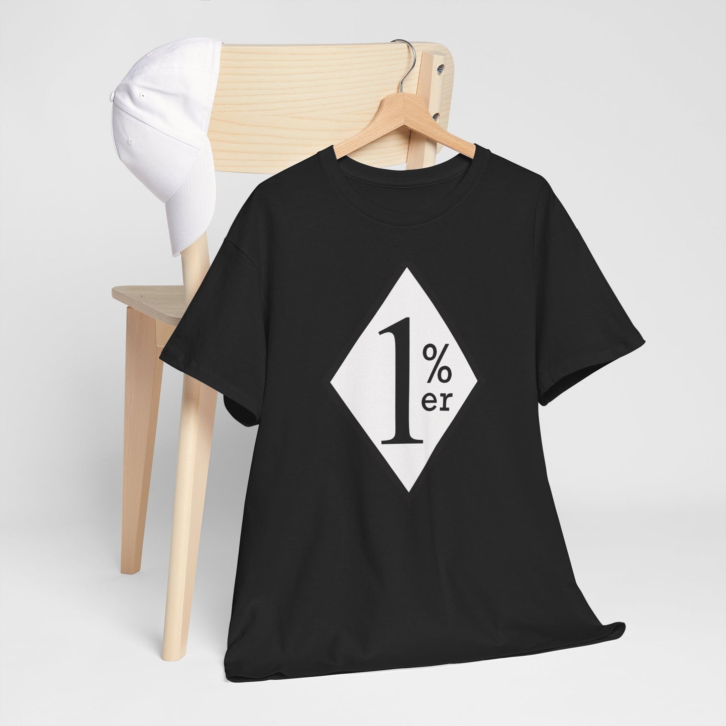 Black White One Percent Diamond Outlaw Biker Unisex Heavy Cotton Tee