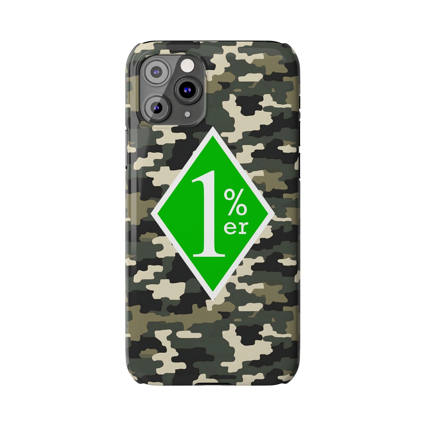Camo Slim Phone Case with 1%er Design, Trendy Accessories for Bikers, Outdoor