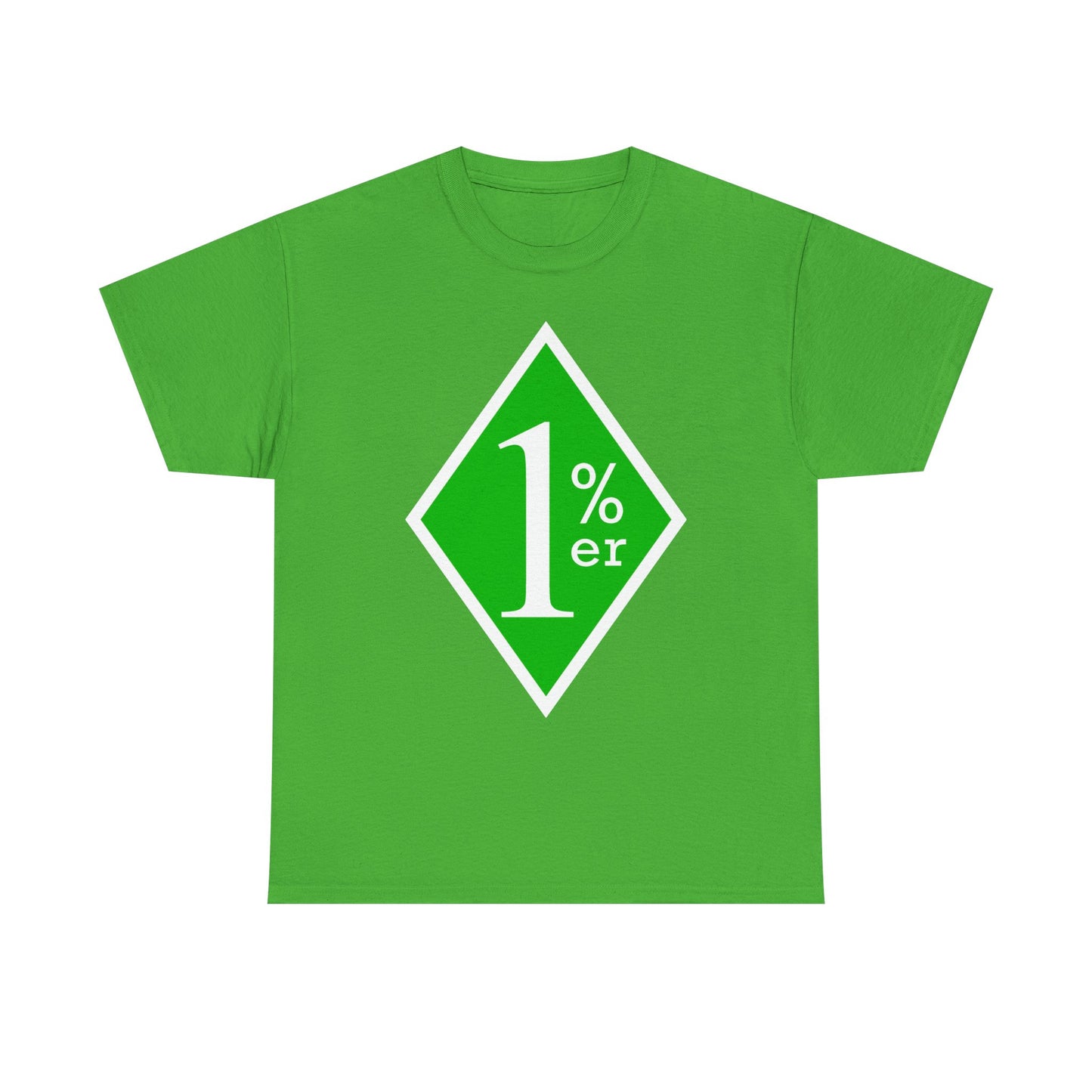 Green and White One Percent Diamond Unisex Tee Shirt Biker MC