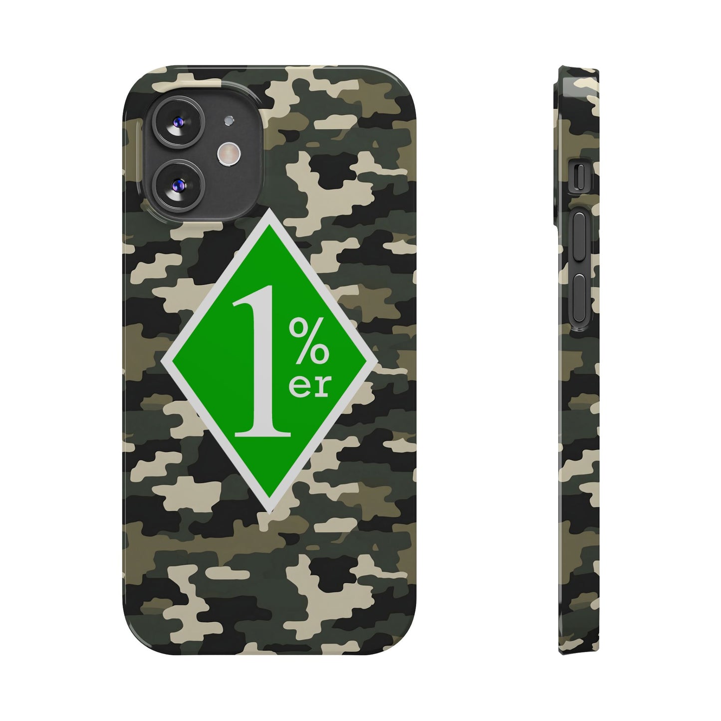 Camo Slim Phone Case with 1%er Design, Trendy Accessories for Bikers, Outdoor