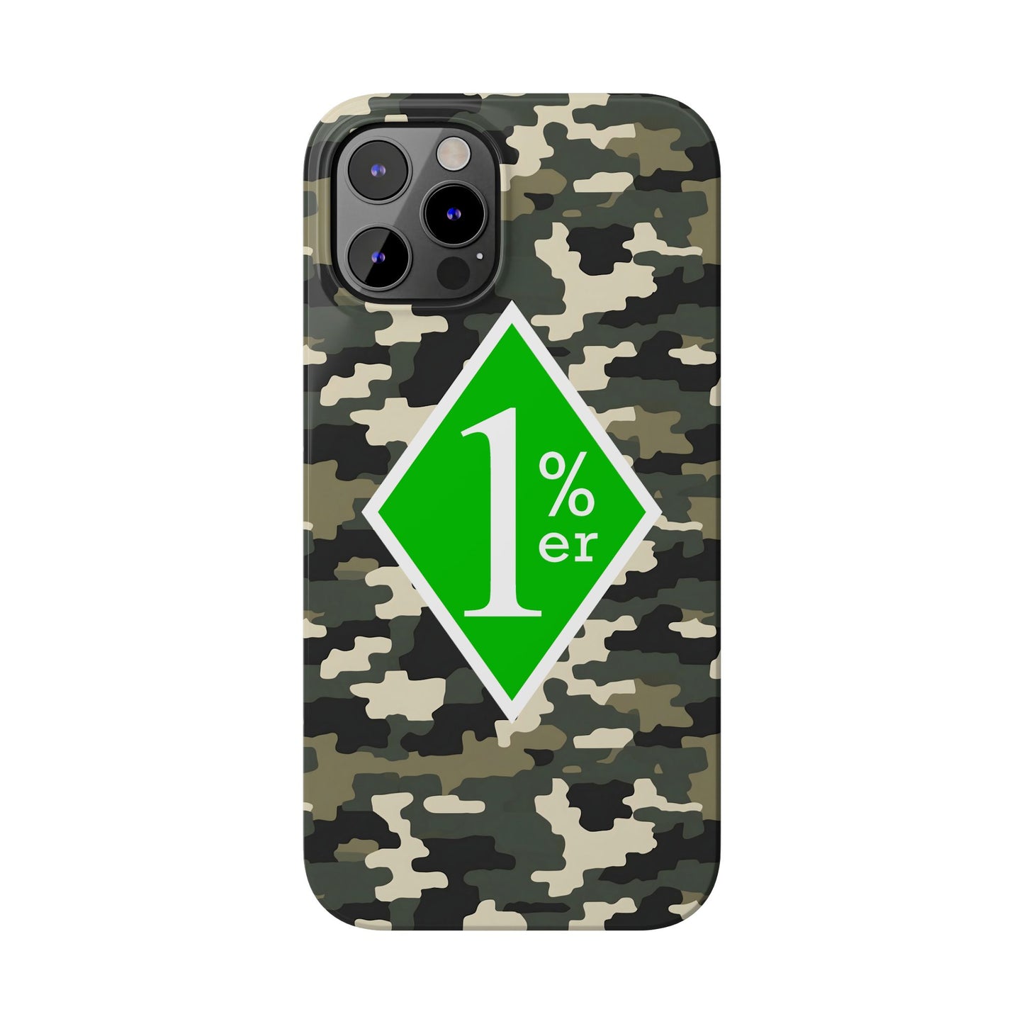 Camo Slim Phone Case with 1%er Design, Trendy Accessories for Bikers, Outdoor