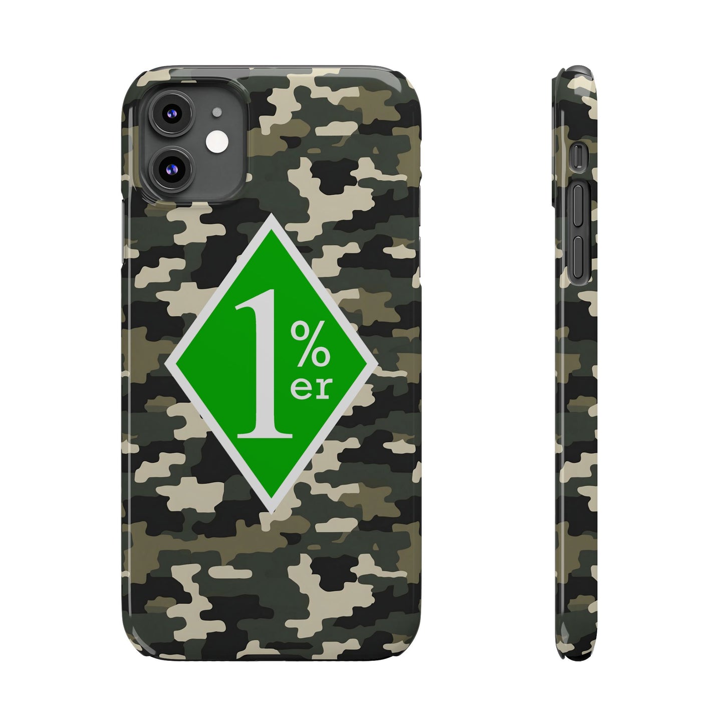 Camo Slim Phone Case with 1%er Design, Trendy Accessories for Bikers, Outdoor