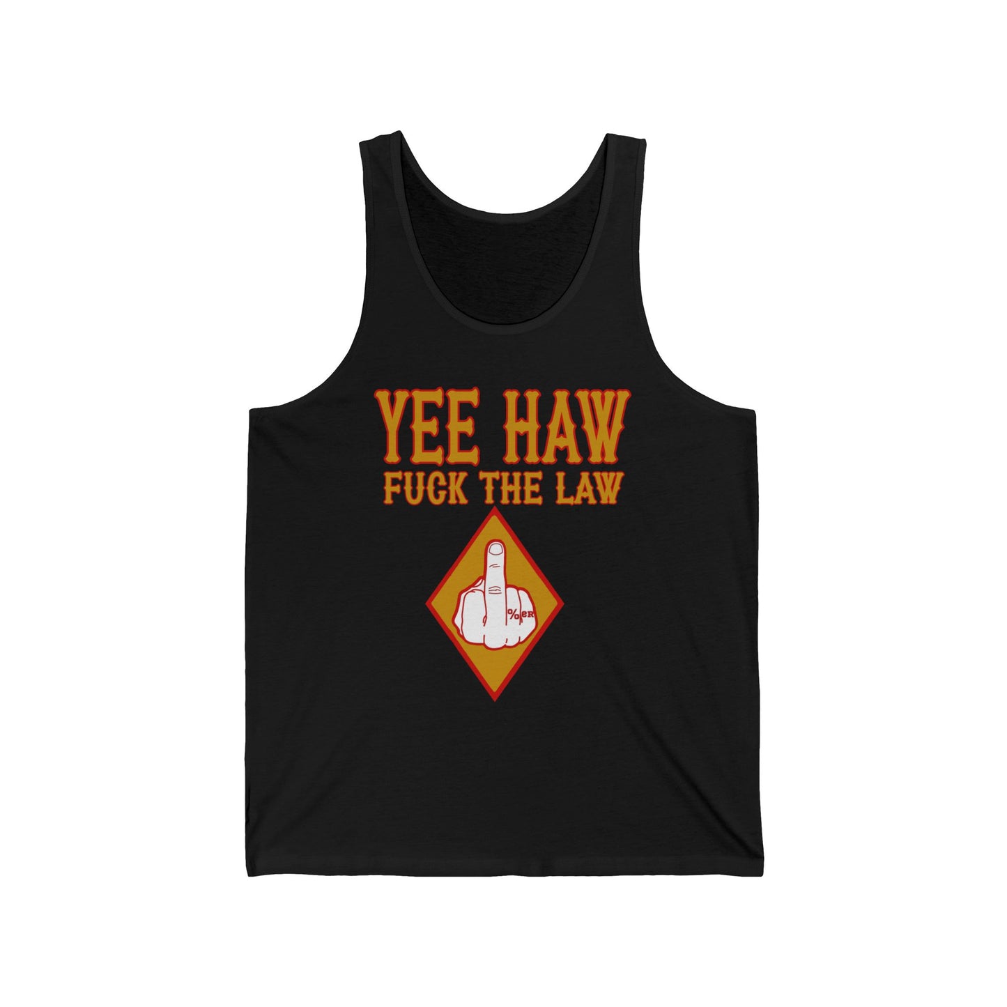 Bandidos Red and Gold Yeehaw F the Law Unisex Jersey Tank