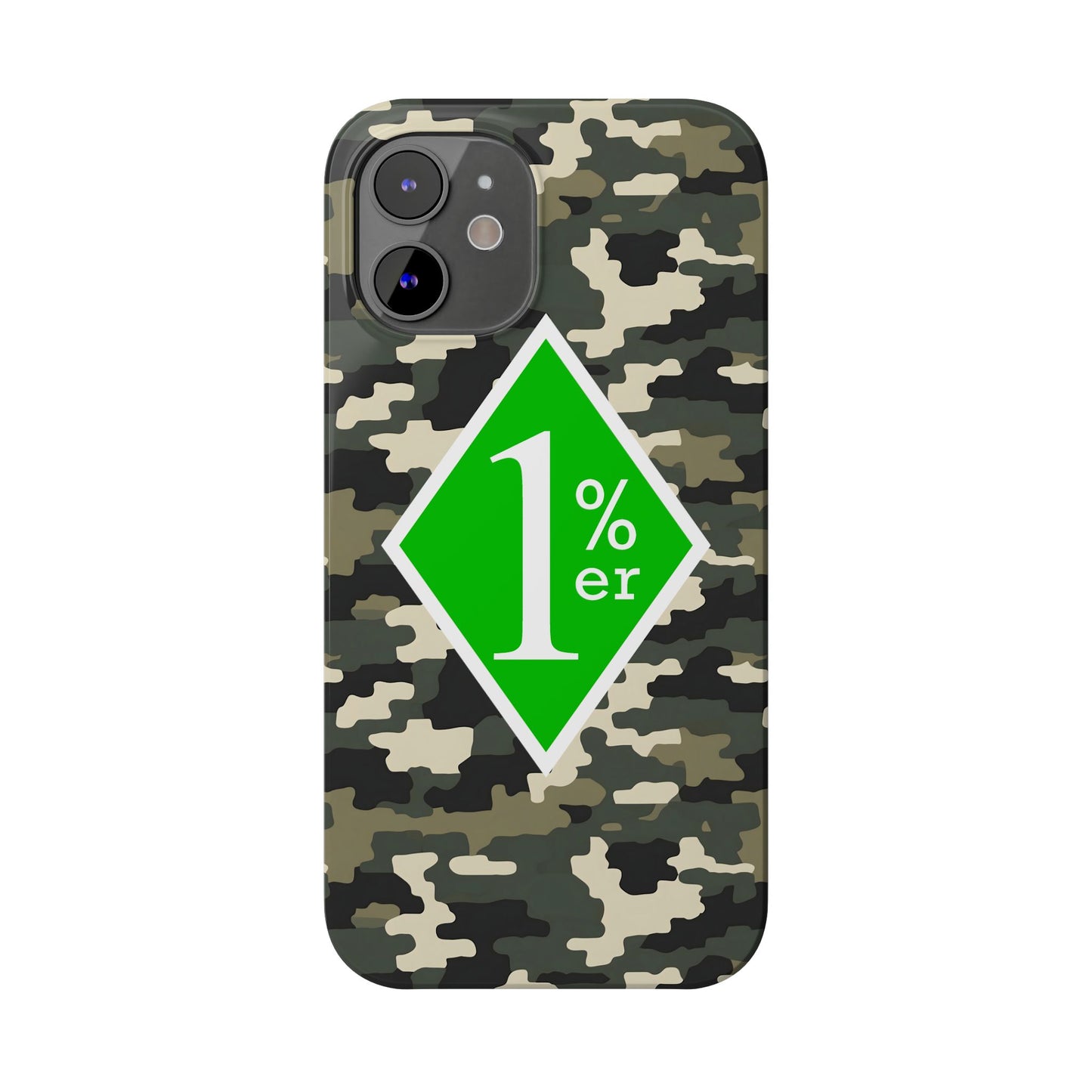 Camo Slim Phone Case with 1%er Design, Trendy Accessories for Bikers, Outdoor