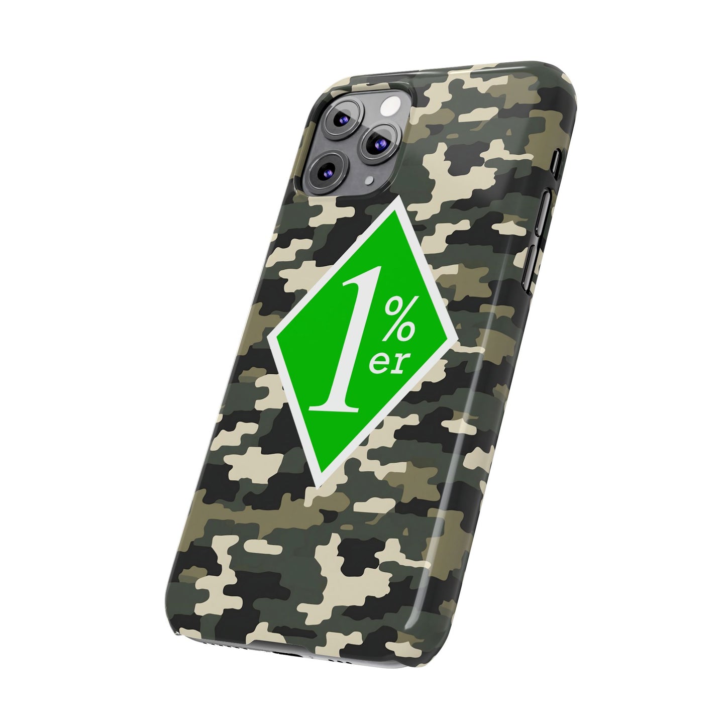Camo Slim Phone Case with 1%er Design, Trendy Accessories for Bikers, Outdoor