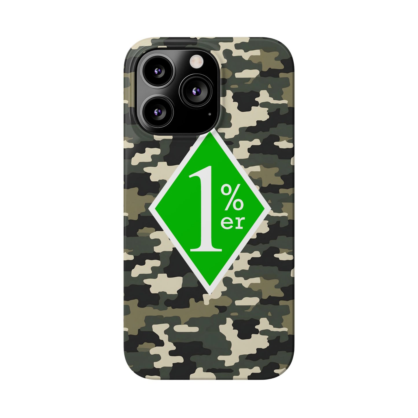 Camo Slim Phone Case with 1%er Design, Trendy Accessories for Bikers, Outdoor