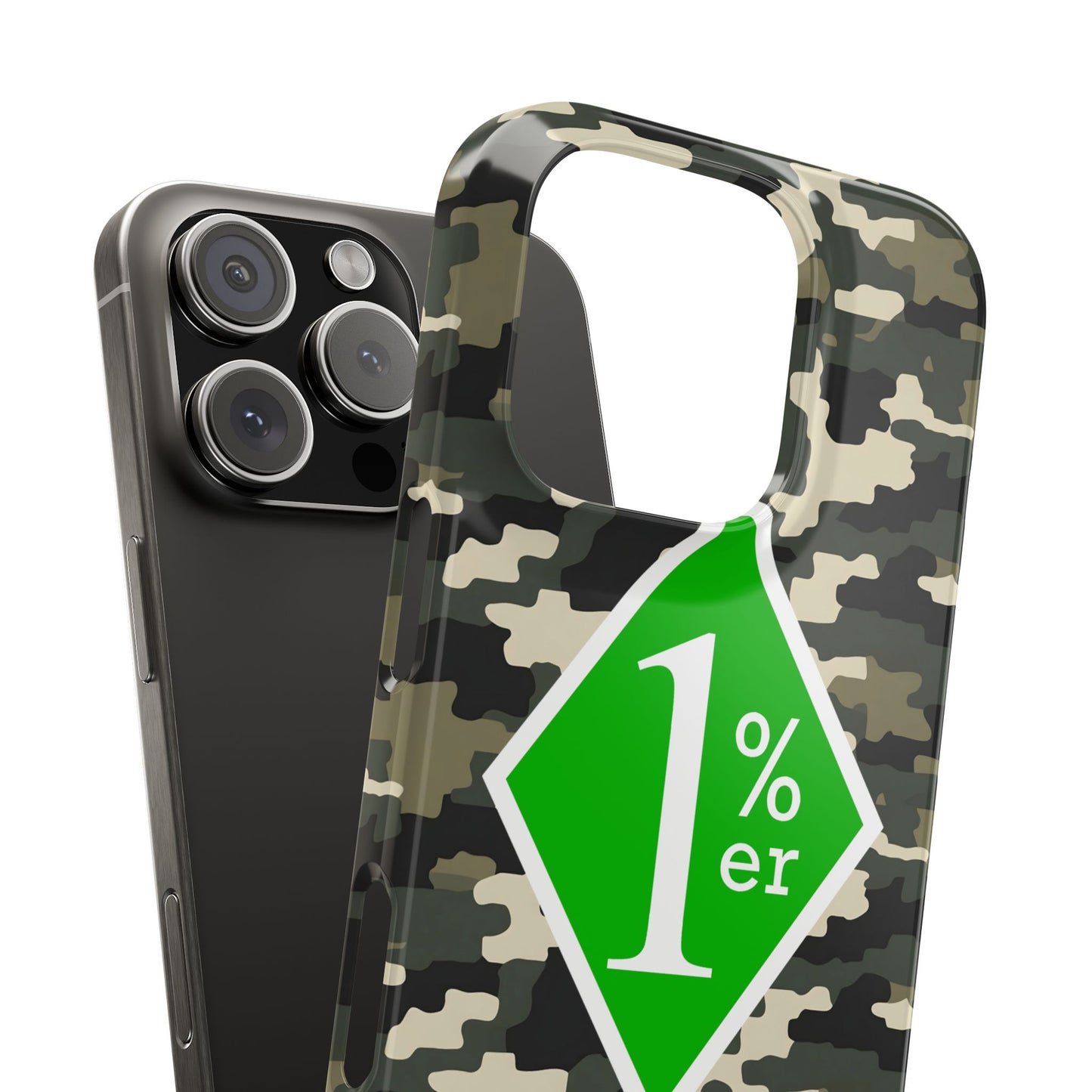 Camo Slim Phone Case with 1%er Design, Trendy Accessories for Bikers, Outdoor