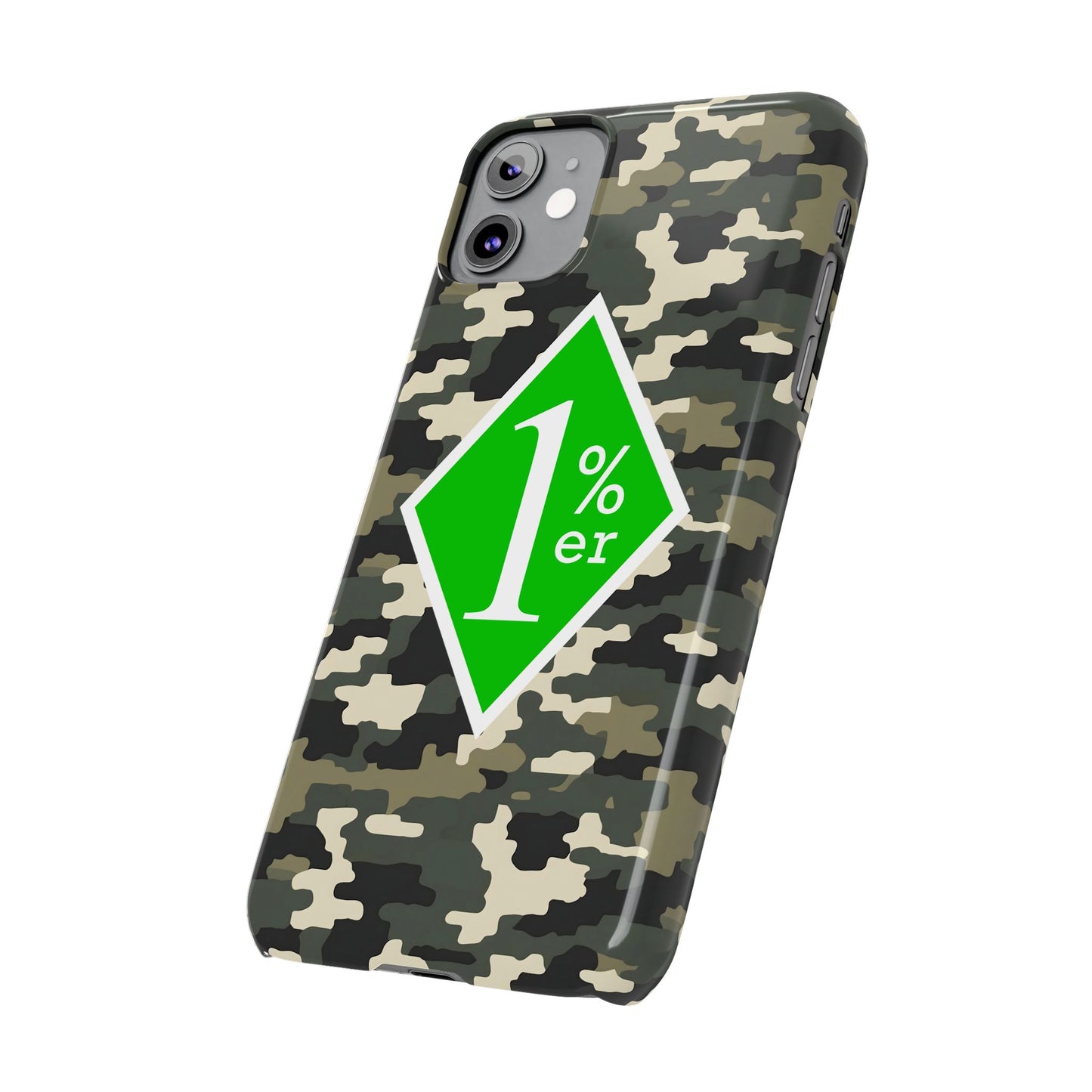 Camo Slim Phone Case with 1%er Design, Trendy Accessories for Bikers, Outdoor