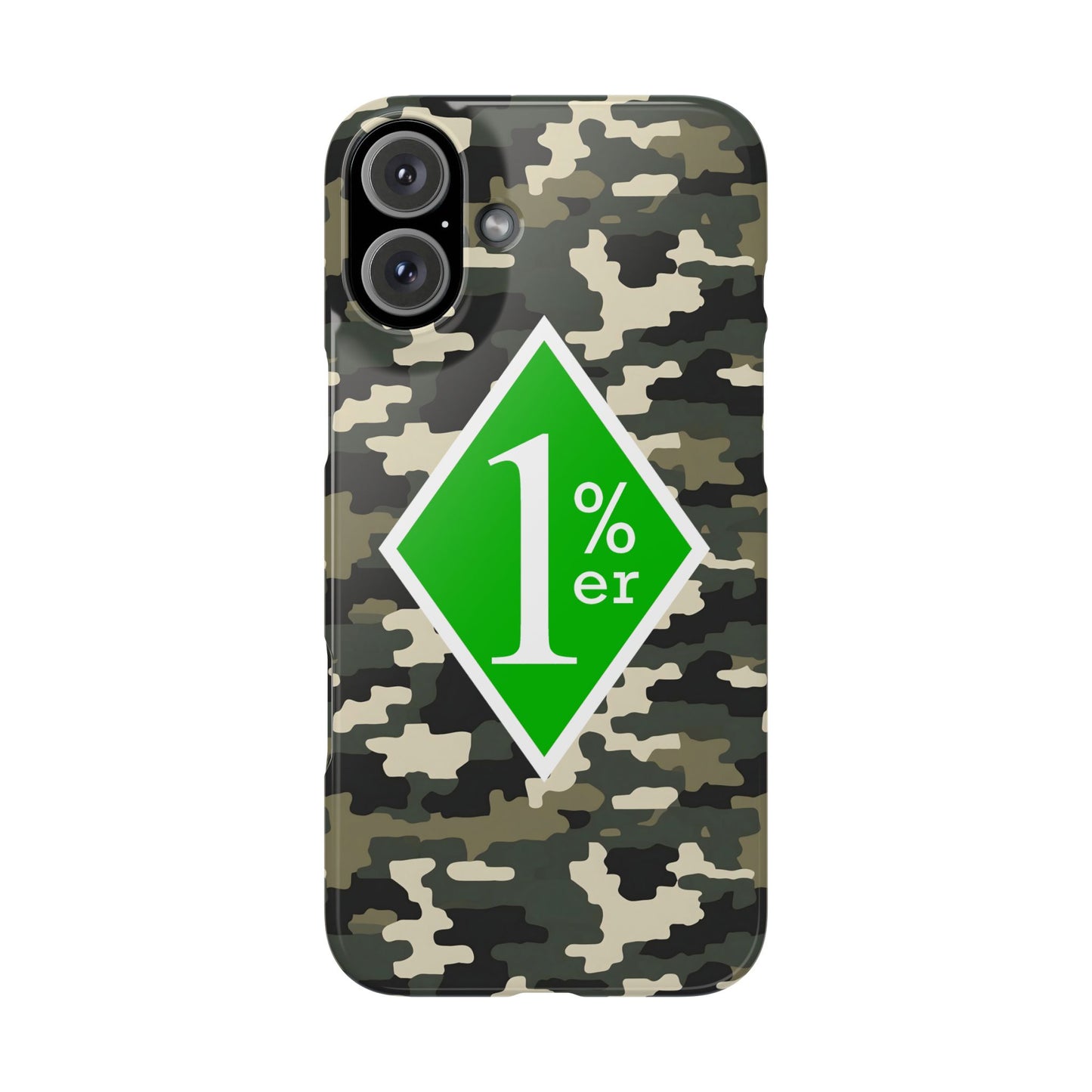 Camo Slim Phone Case with 1%er Design, Trendy Accessories for Bikers, Outdoor