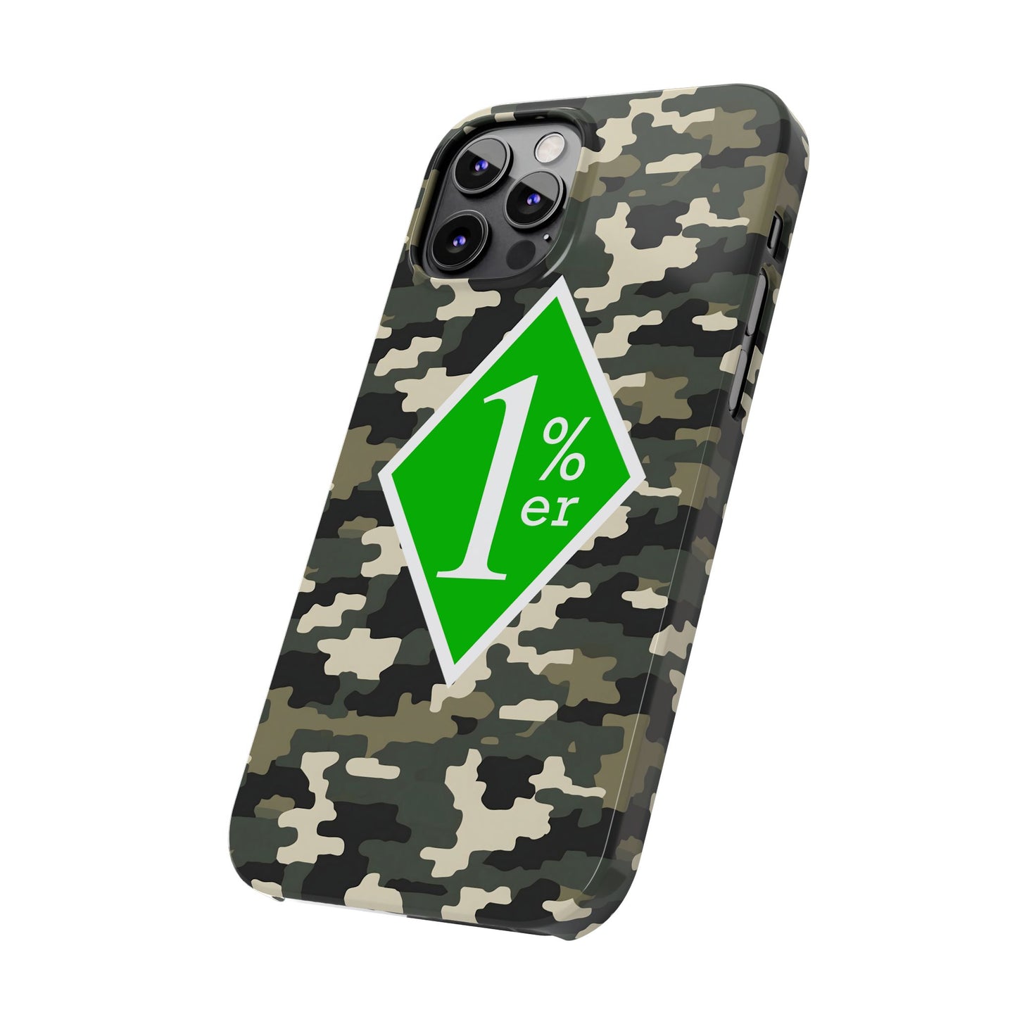 Camo Slim Phone Case with 1%er Design, Trendy Accessories for Bikers, Outdoor