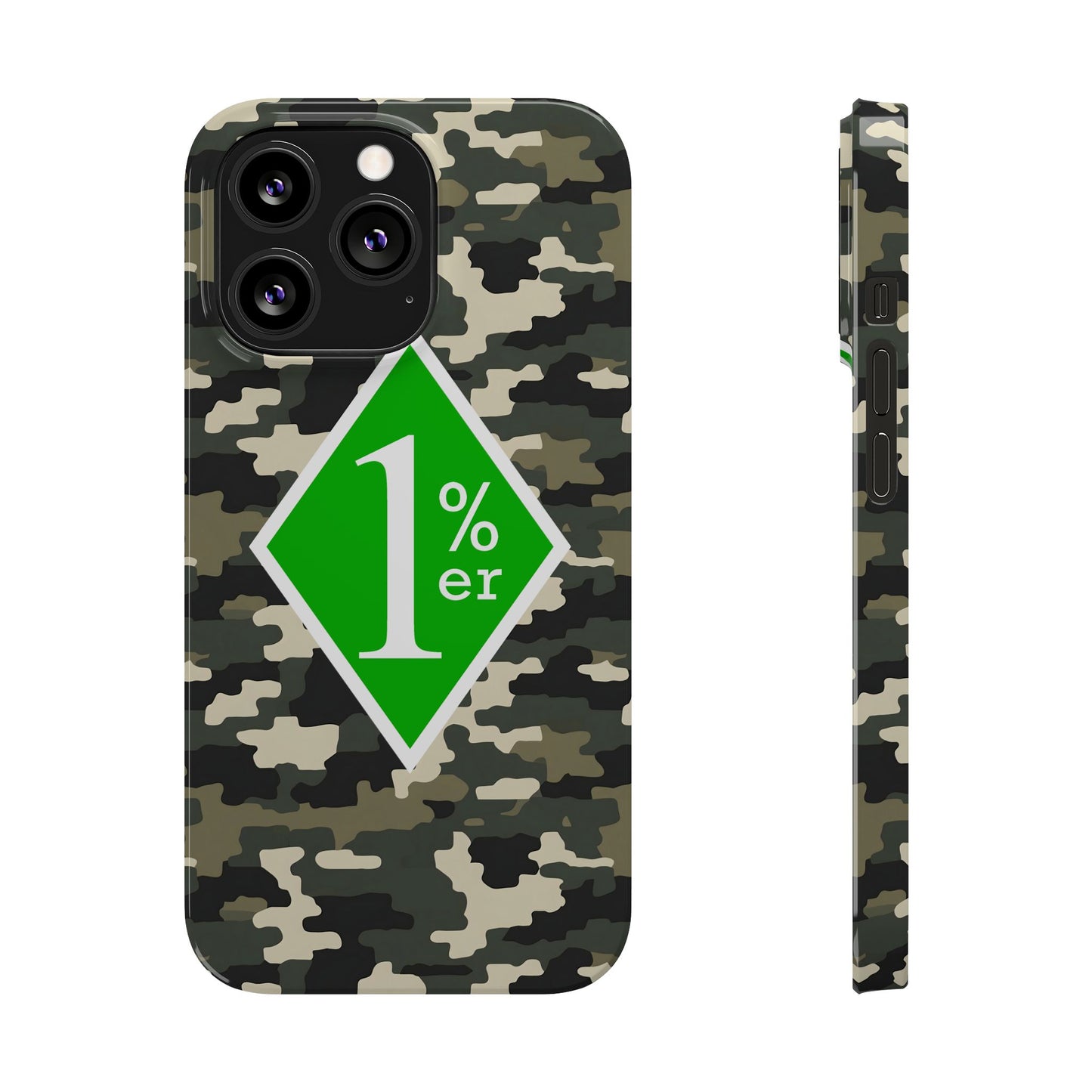 Camo Slim Phone Case with 1%er Design, Trendy Accessories for Bikers, Outdoor