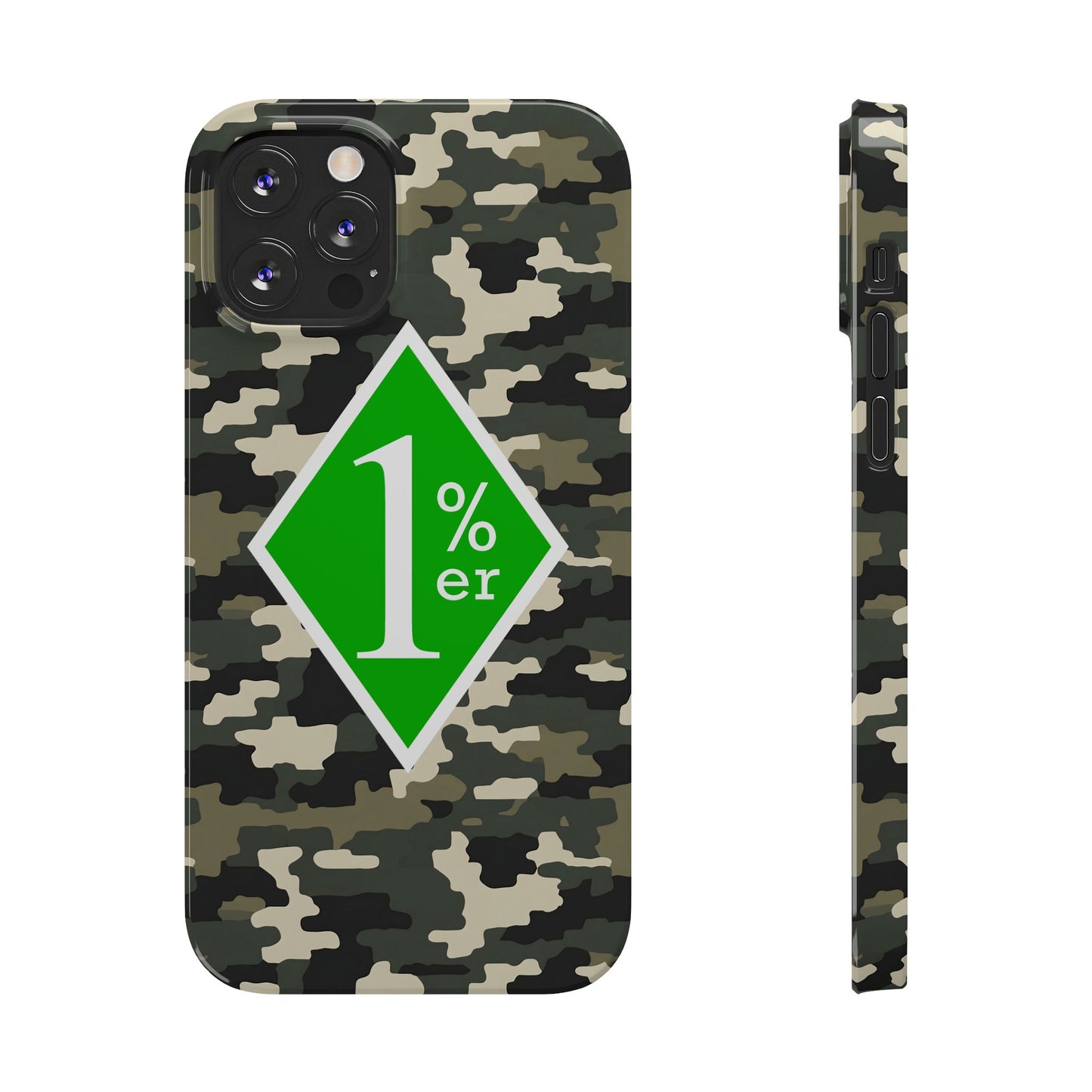 Camo Slim Phone Case with 1%er Design, Trendy Accessories for Bikers, Outdoor