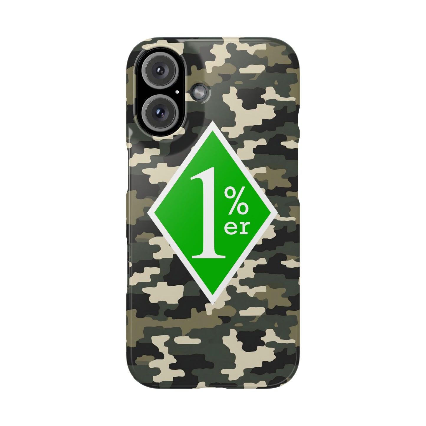 Camo Slim Phone Case with 1%er Design, Trendy Accessories for Bikers, Outdoor