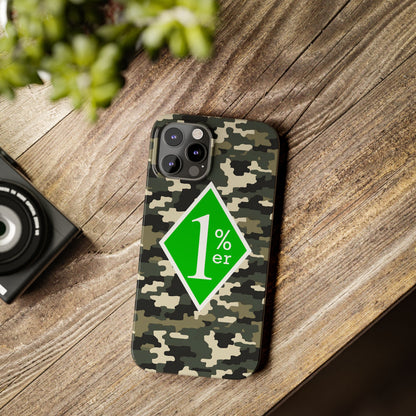 Camo Slim Phone Case with 1%er Design, Trendy Accessories for Bikers, Outdoor
