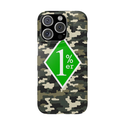 Camo Slim Phone Case with 1%er Design, Trendy Accessories for Bikers, Outdoor