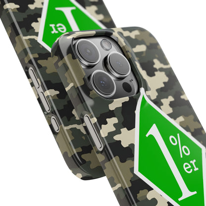 Camo Slim Phone Case with 1%er Design, Trendy Accessories for Bikers, Outdoor