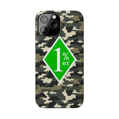 Camo Slim Phone Case with 1%er Design, Trendy Accessories for Bikers, Outdoor