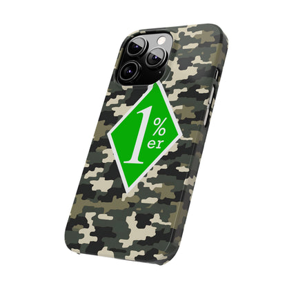 Camo Slim Phone Case with 1%er Design, Trendy Accessories for Bikers, Outdoor