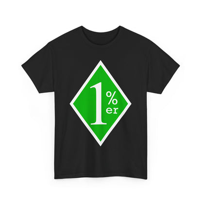 Green and White One Percent Diamond Unisex Tee Shirt  Biker MC